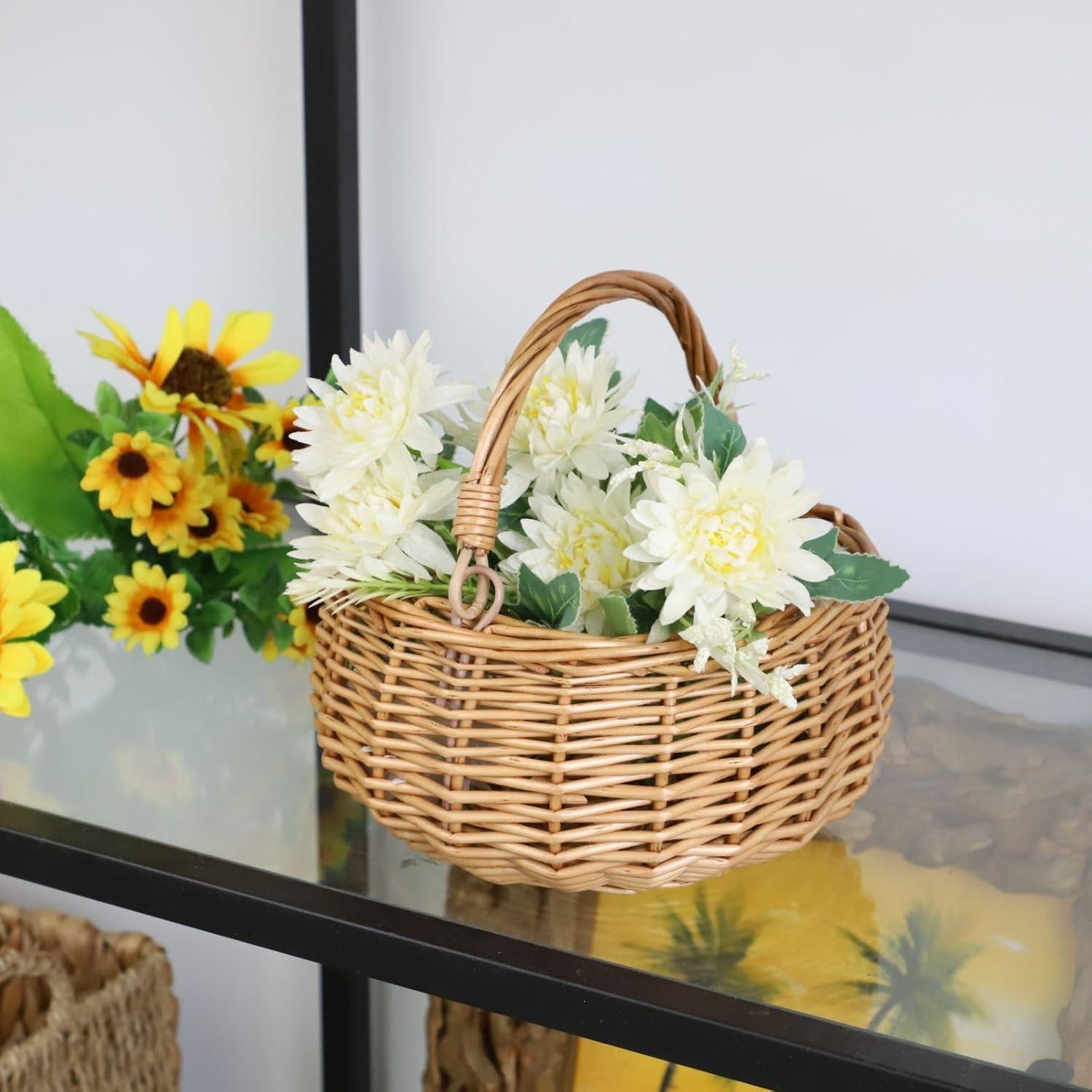 Cesta de Picnic de Mimbre SHCMSADO 18x18x10 cm Natural