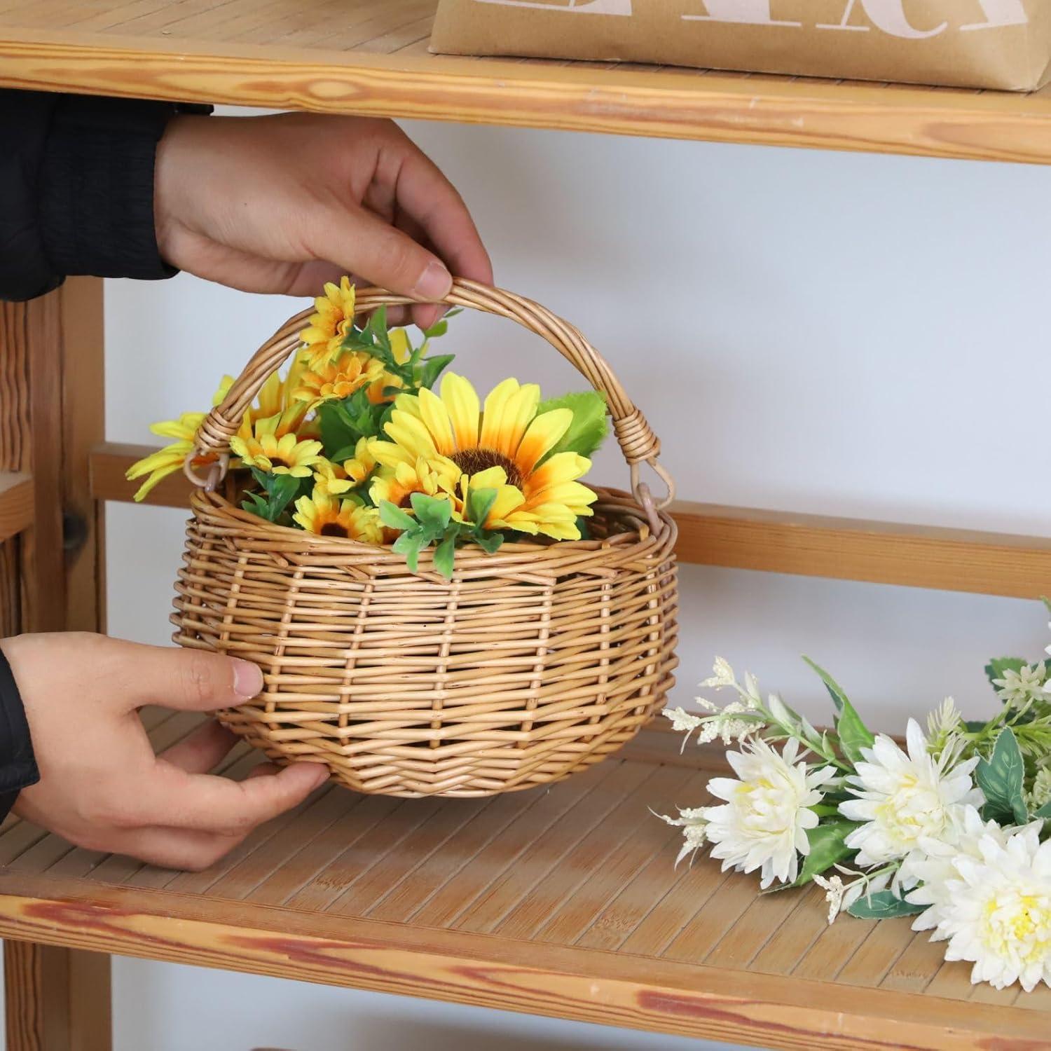 Cesta de Picnic de Mimbre SHCMSADO 18x18x10 cm Natural