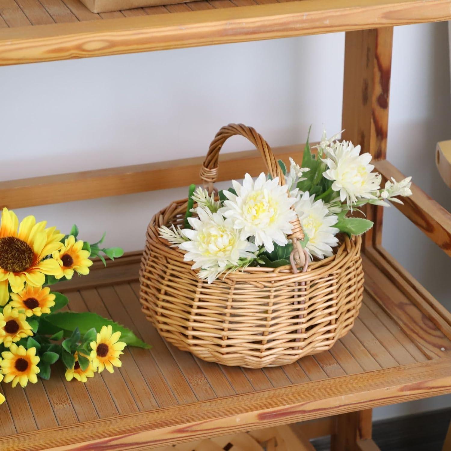 Cesta de Picnic de Mimbre SHCMSADO 18x18x10 cm Natural