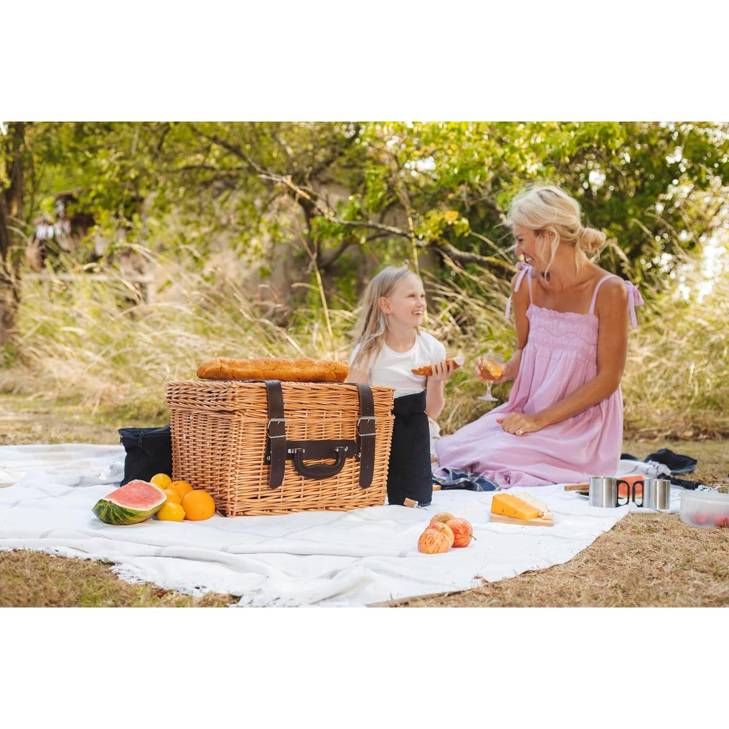 Canasto de Picnic Deluxe para 2 Picnic Time - Mimbre Azul