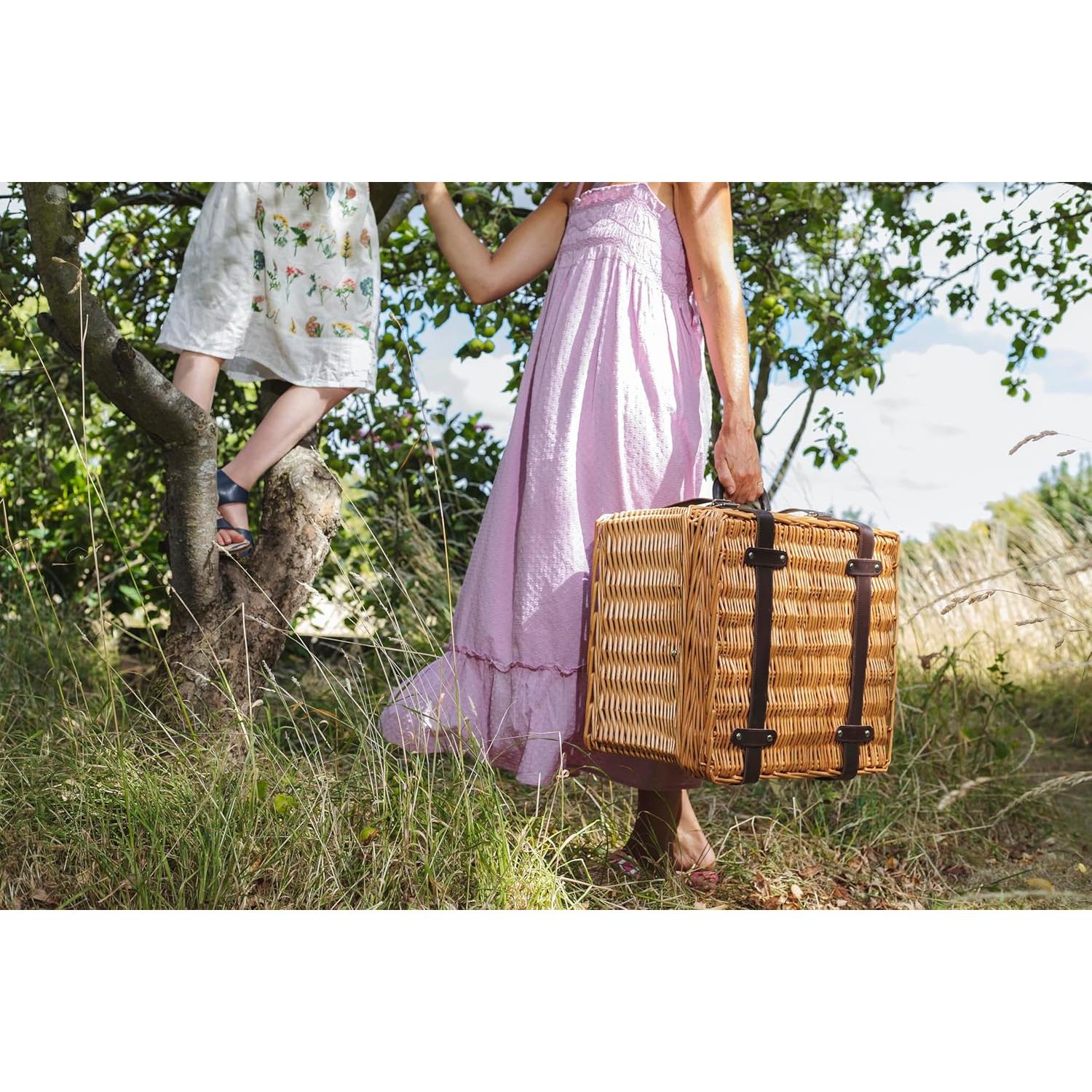 Canasto de Picnic Deluxe para 2 Picnic Time - Mimbre Azul