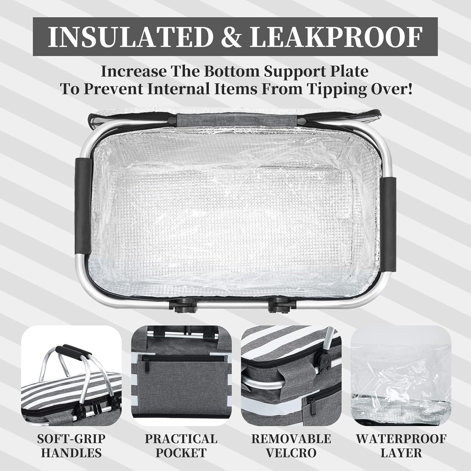 Cesta de Picnic Aislada KEFOMOL 26L a Prueba de Fugas Gris