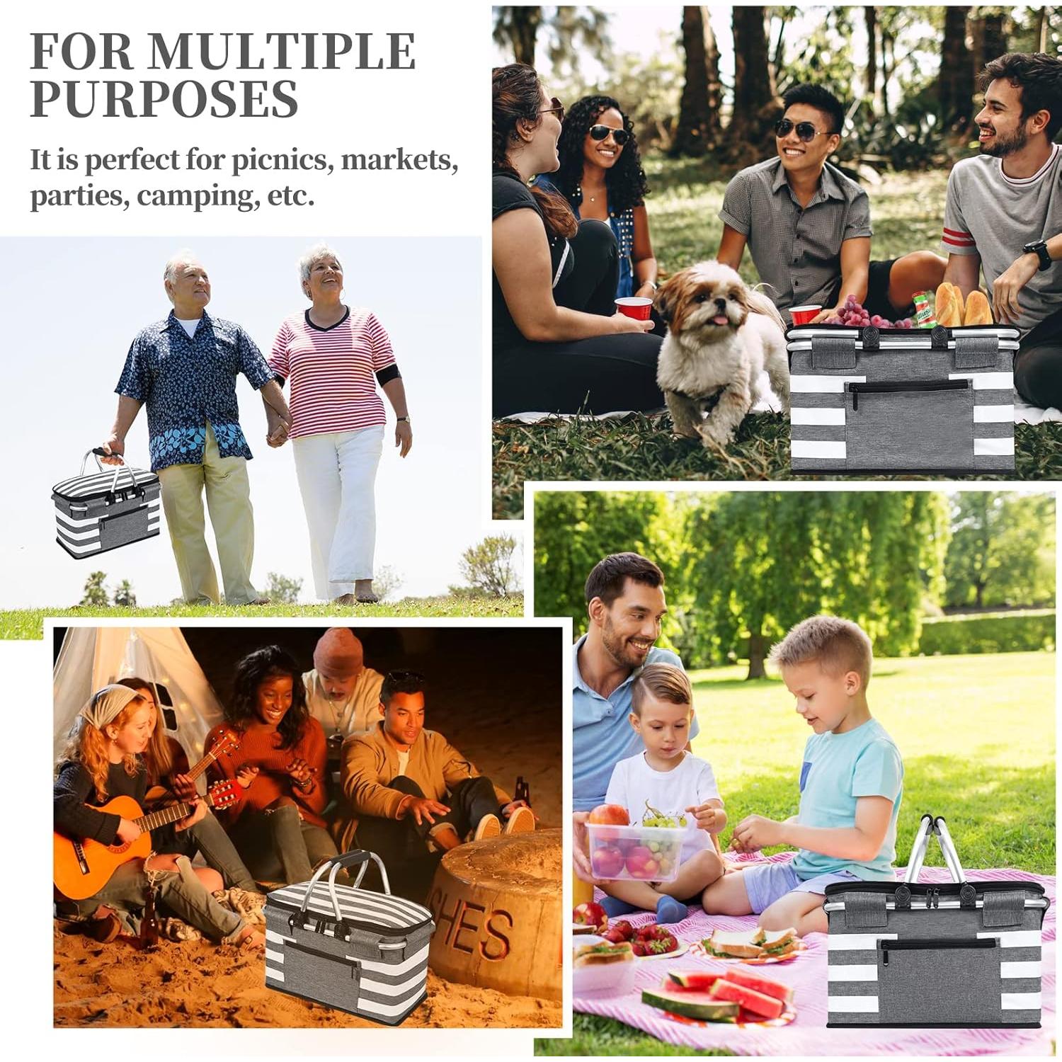 Cesta de Picnic Aislada KEFOMOL 26L a Prueba de Fugas Gris