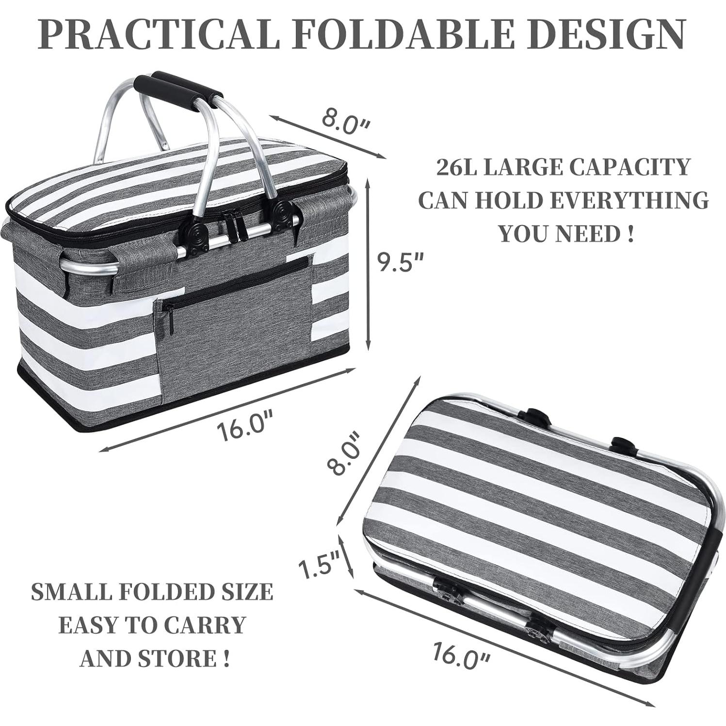 Cesta de Picnic Aislada KEFOMOL 26L a Prueba de Fugas Gris