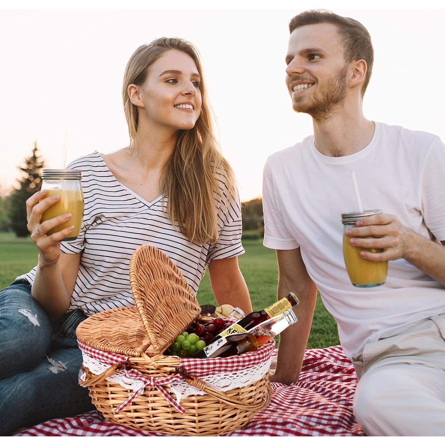Cesta de Picnic Gandeer con Forro y Platos de Bambú 4 Personas