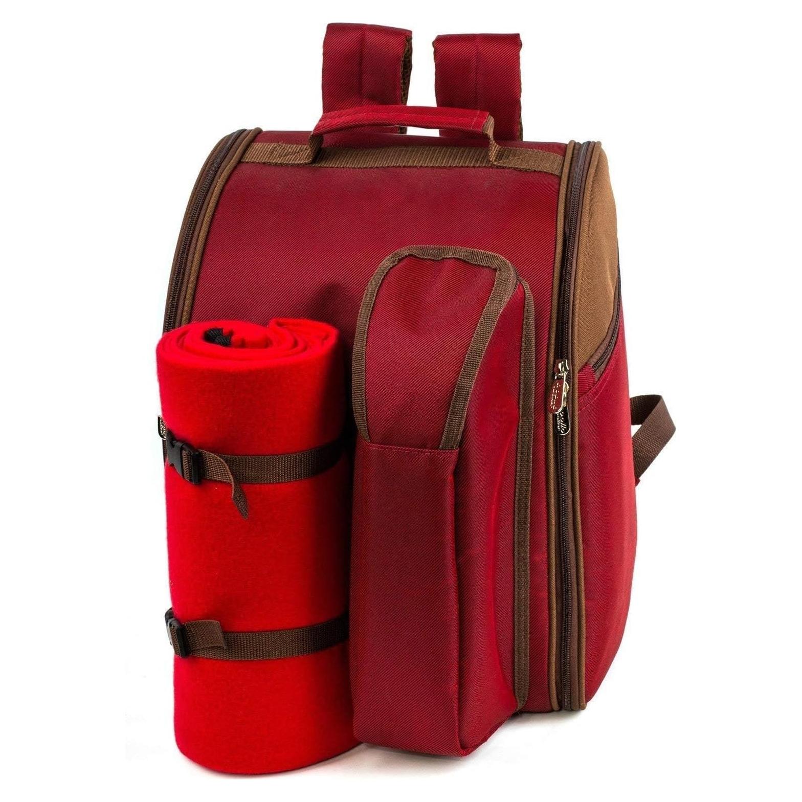 Mochila de Picnic Aislada BRONZY para 2 Personas - Rojo