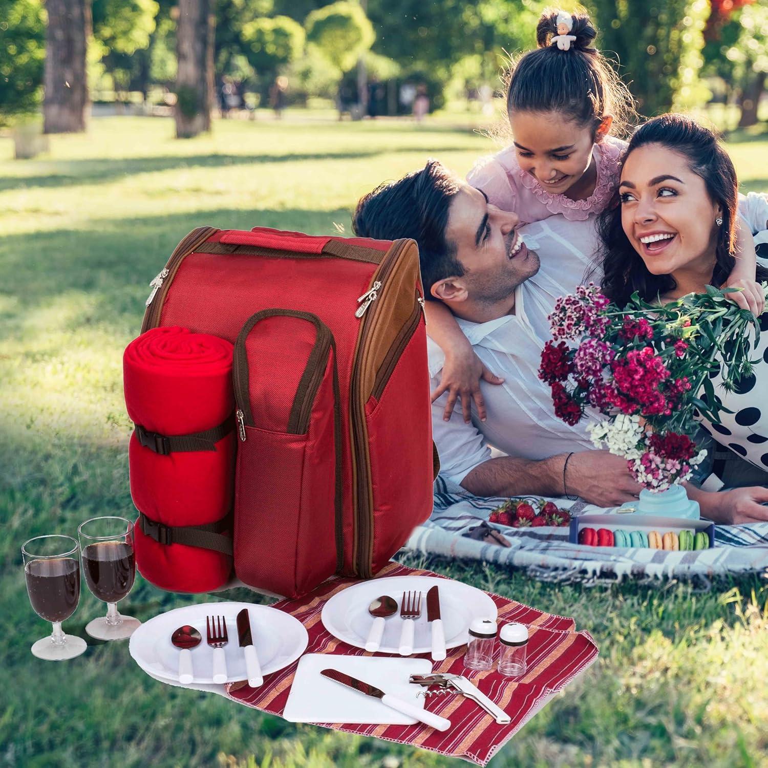 Mochila de Picnic Aislada BRONZY para 2 Personas - Rojo