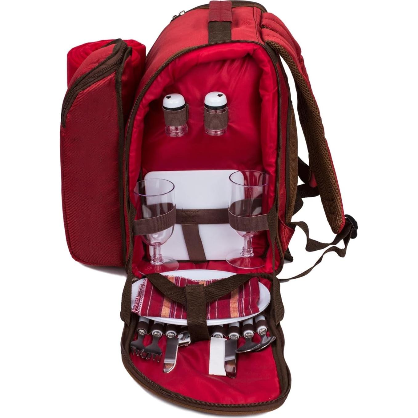 Mochila de Picnic Aislada BRONZY para 2 Personas - Rojo