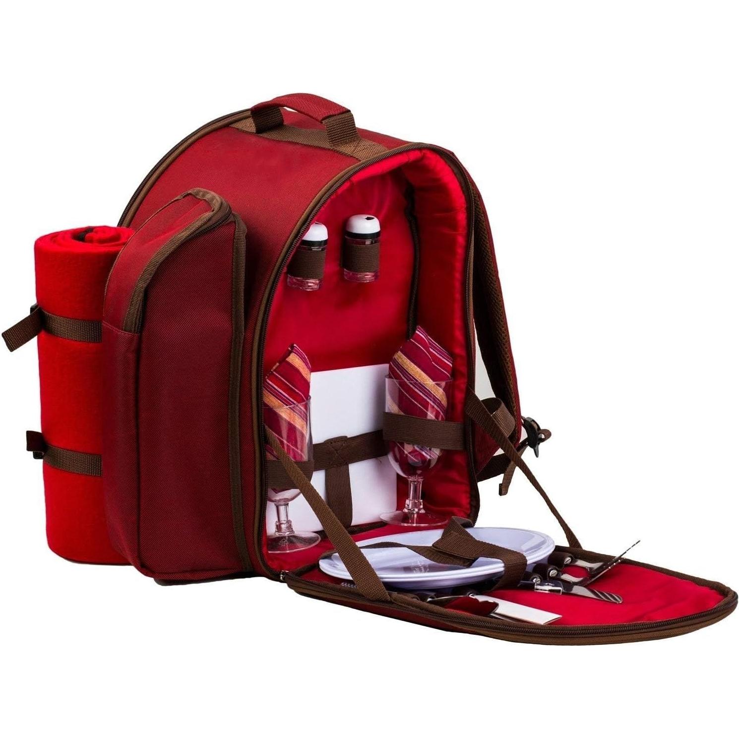 Mochila de Picnic Aislada BRONZY para 2 Personas - Rojo