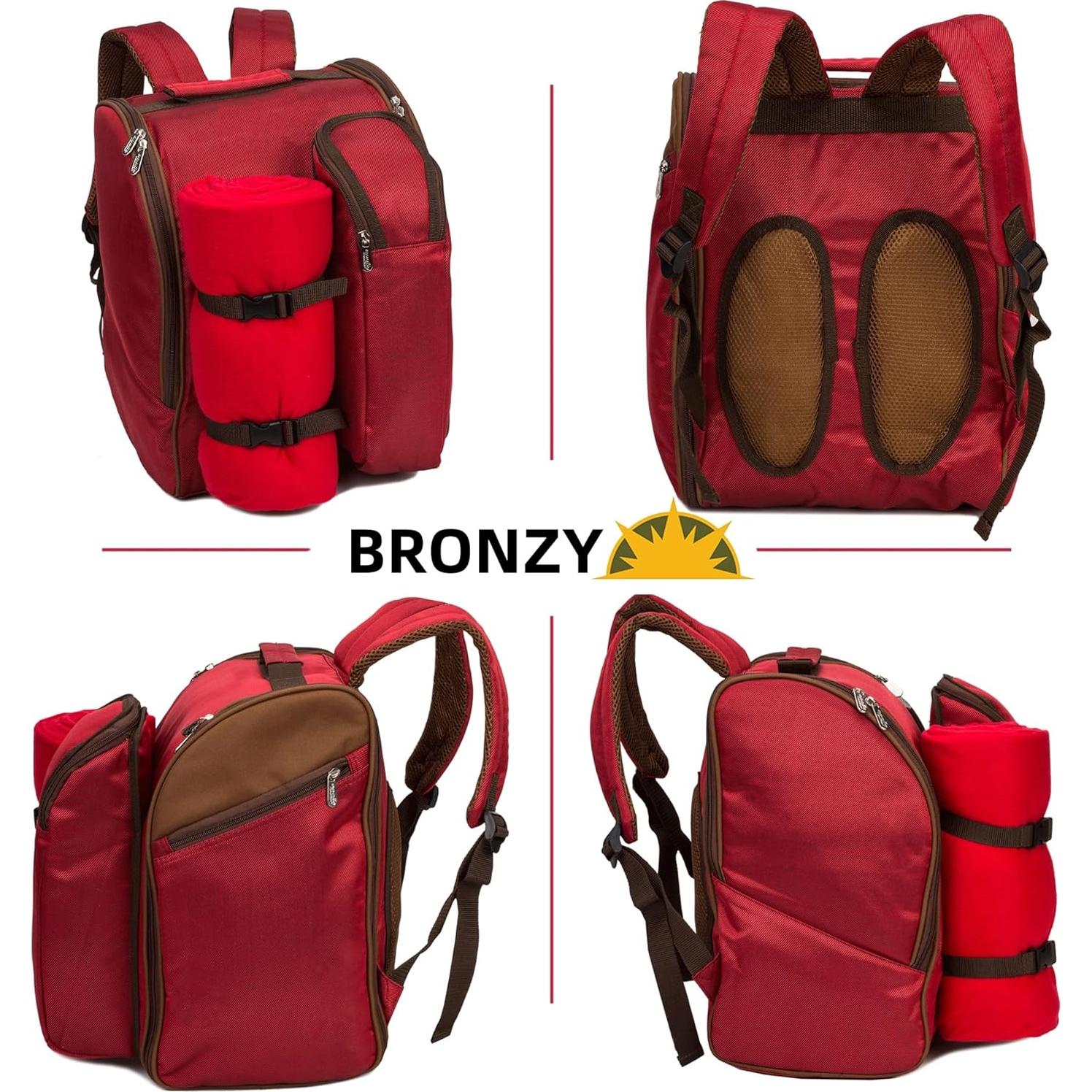 Mochila de Picnic Aislada BRONZY para 2 Personas - Rojo