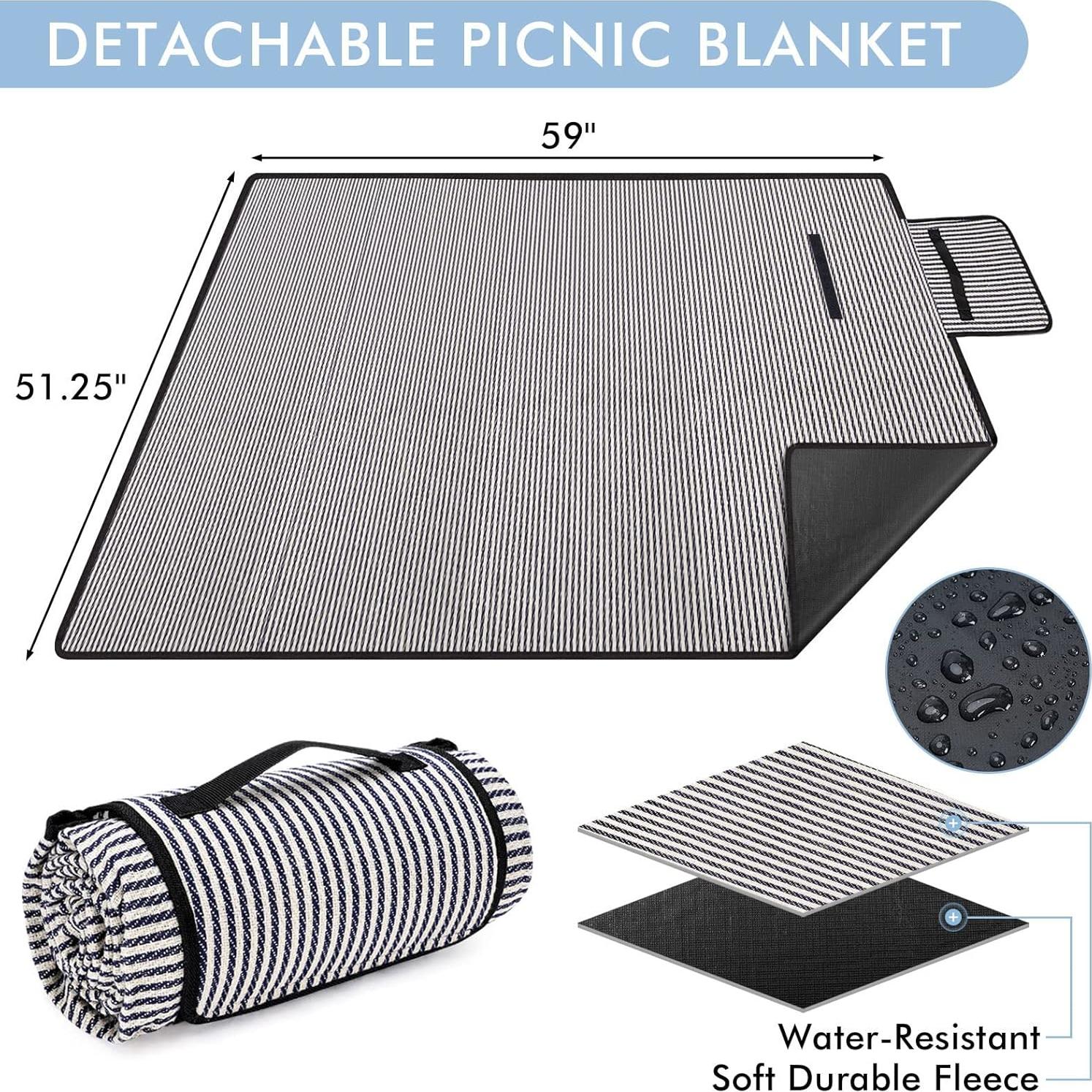 Cesta de Picnic WILLOW WEAVE para 2 con Mesa Desmontable y Manta