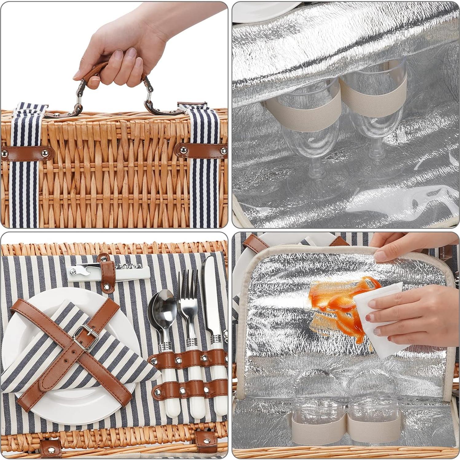 Cesta de Picnic Wickerland para 2 Personas con Enfriador Aislado