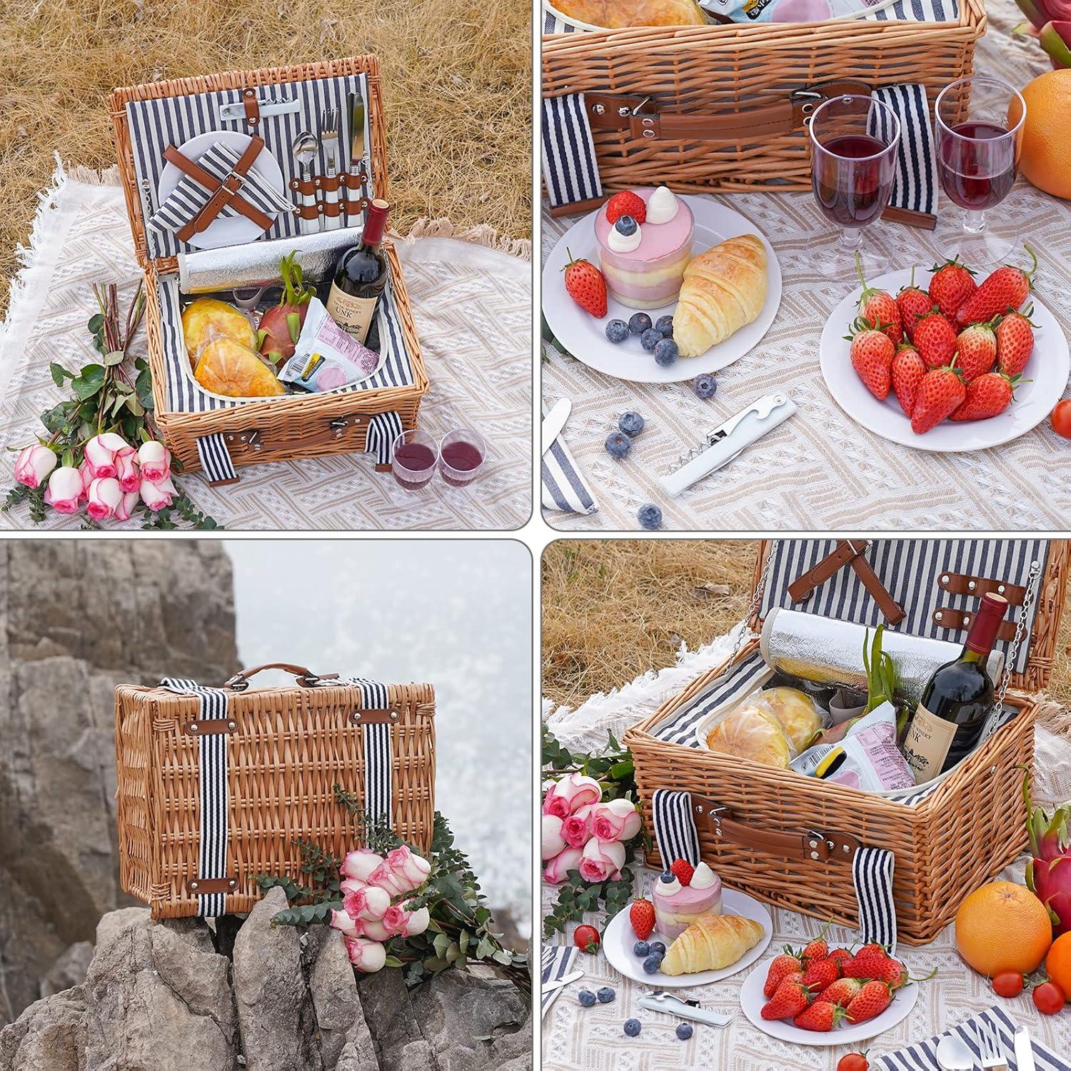 Cesta de Picnic Wickerland para 2 Personas con Enfriador Aislado