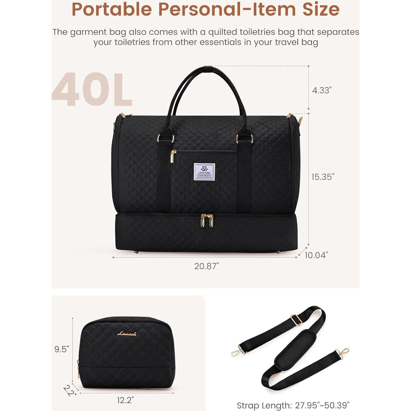 Bolsa de Ropa LOVEVOOK 53L para Mujeres, Duffel Impermeable