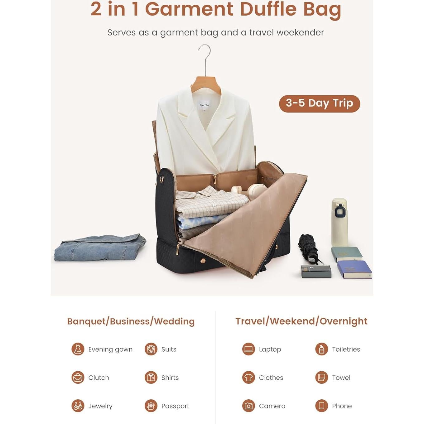 Bolsa de Ropa LOVEVOOK 53L para Mujeres, Duffel Impermeable