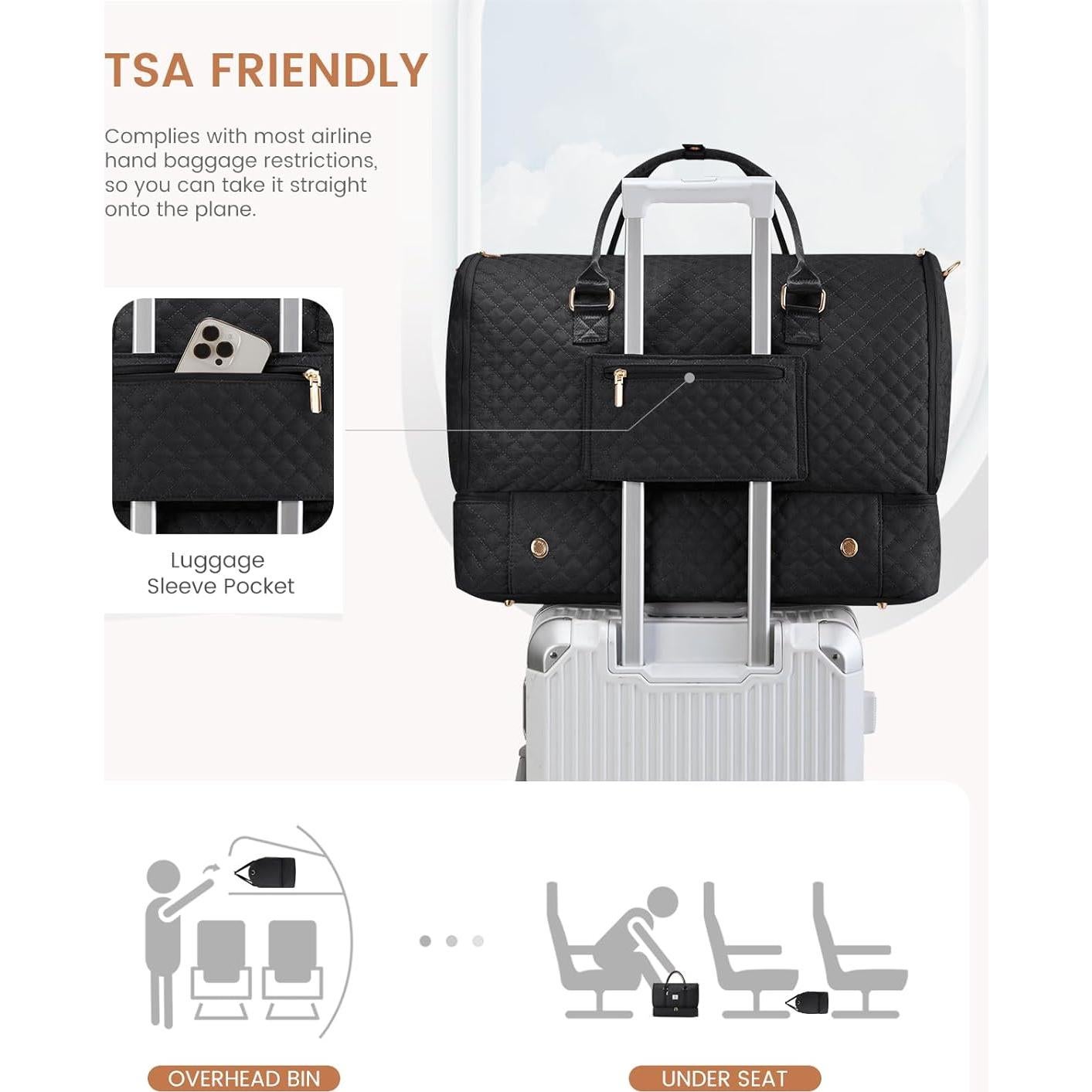 Bolsa de Ropa LOVEVOOK 53L para Mujeres, Duffel Impermeable