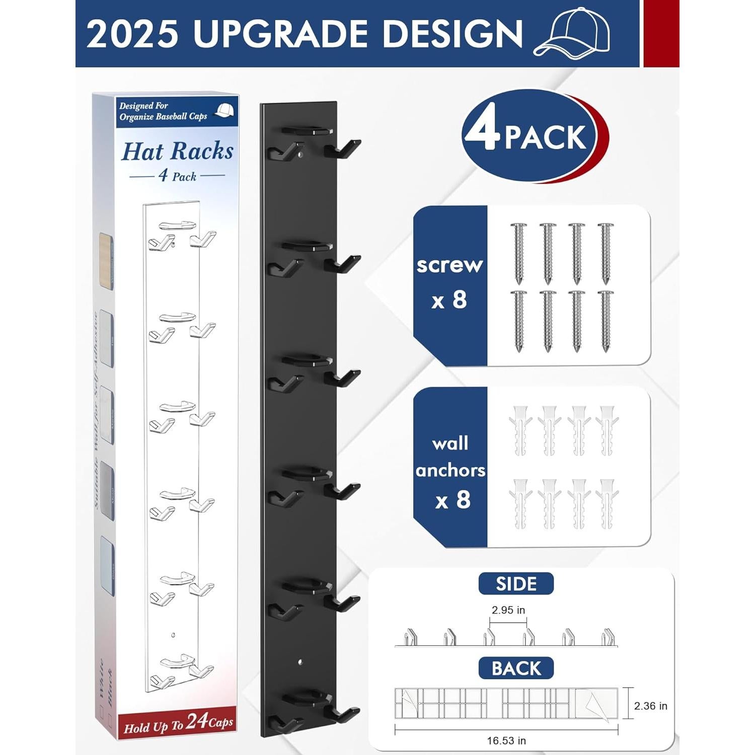 Organizador de Sombreros Nunibum 4 Paquete para 24 Gorras