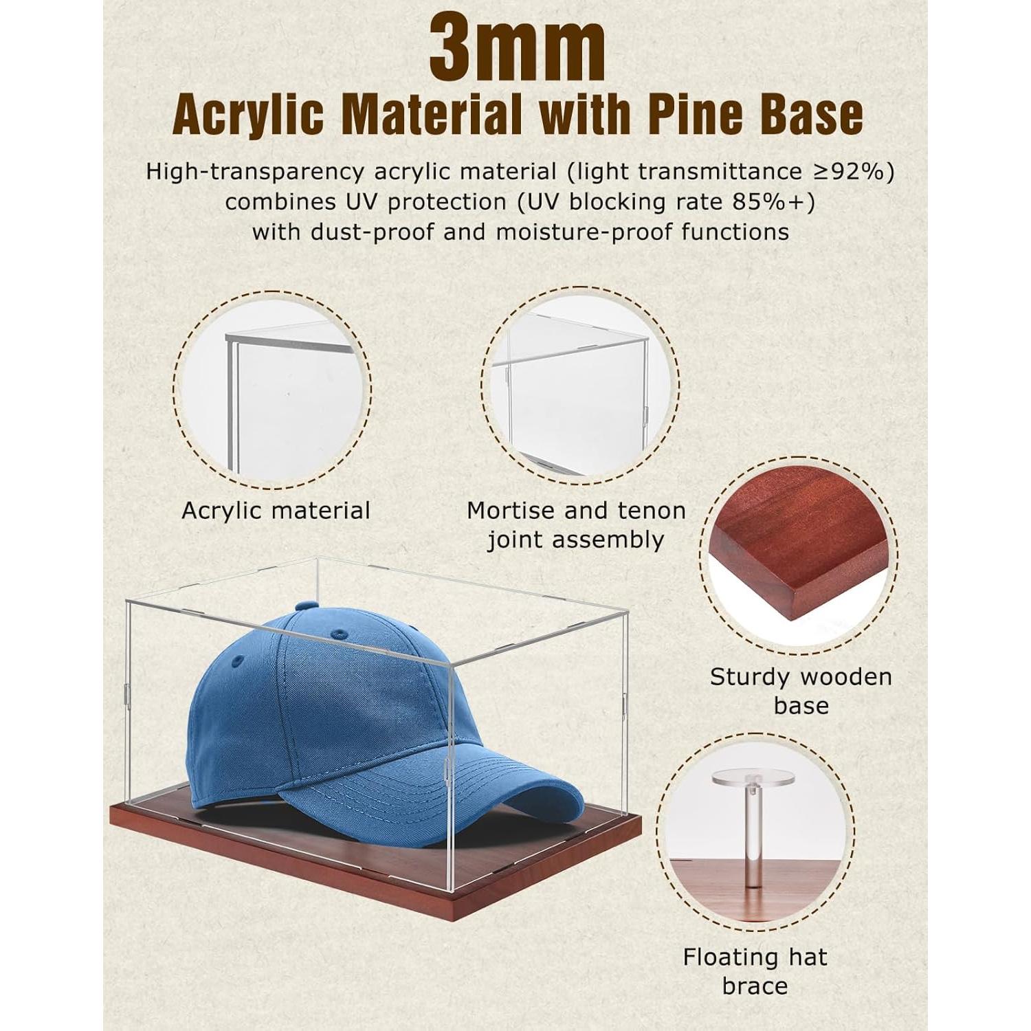 Caja de Exhibición para Gorras de Béisbol Acrílica 30x20x15 cm