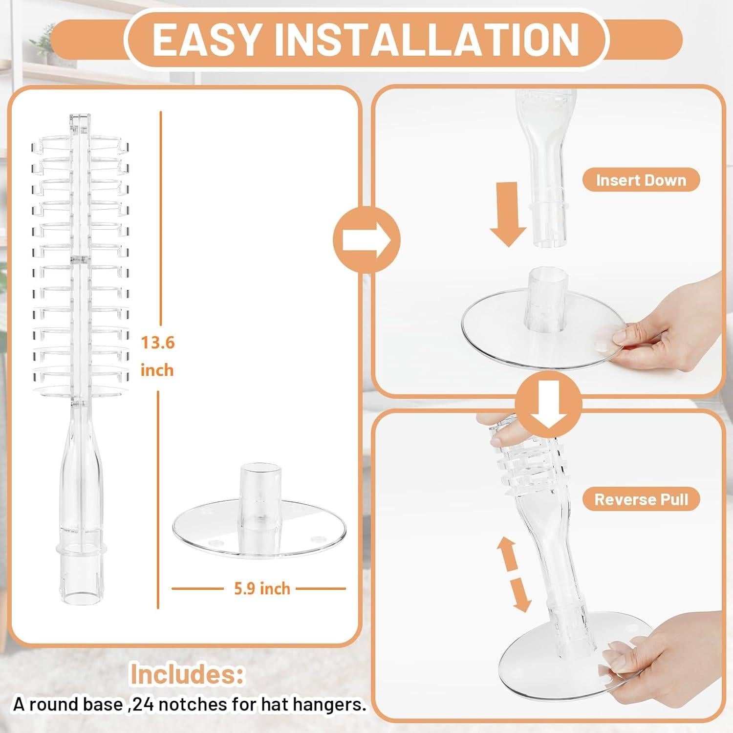 Soporte Organizador de Sombreros ZDDGNN Acrílico 24 Sombreros