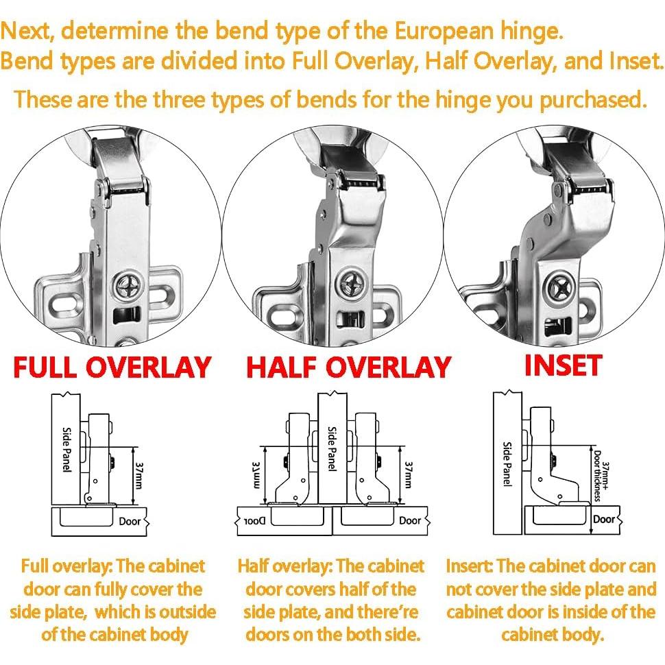 Bisagras Ocultas de Armario Luokim 4 Piezas Cierre Suave