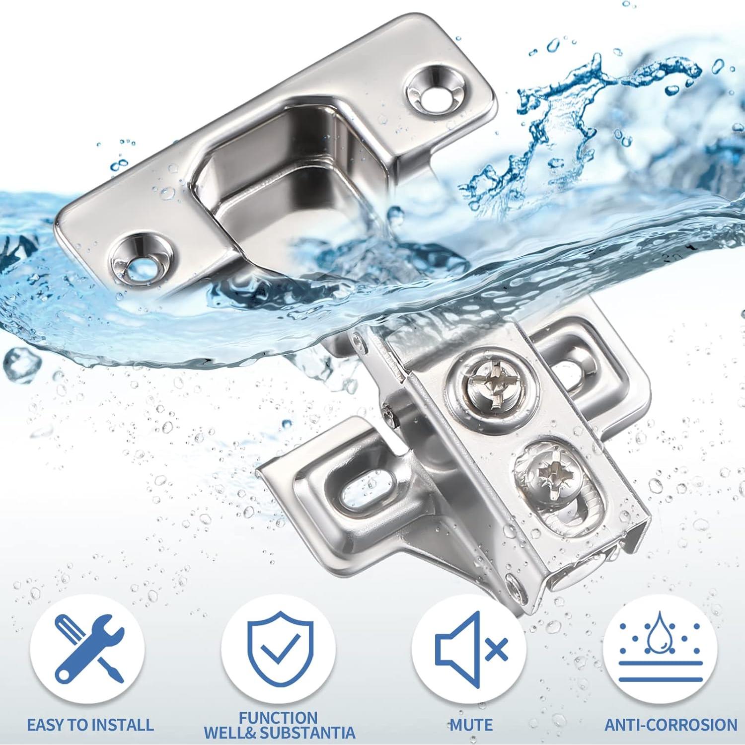 Paquete de 100 bisagras de cierre suave Chumia 1.27 cm 105°