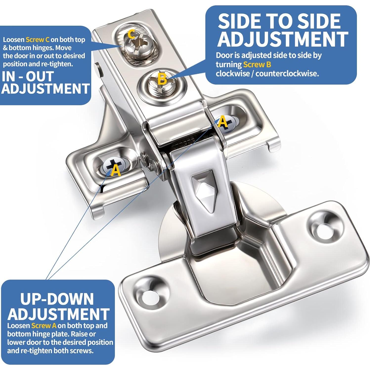 Paquete de 100 bisagras de cierre suave Chumia 1.27 cm 105°