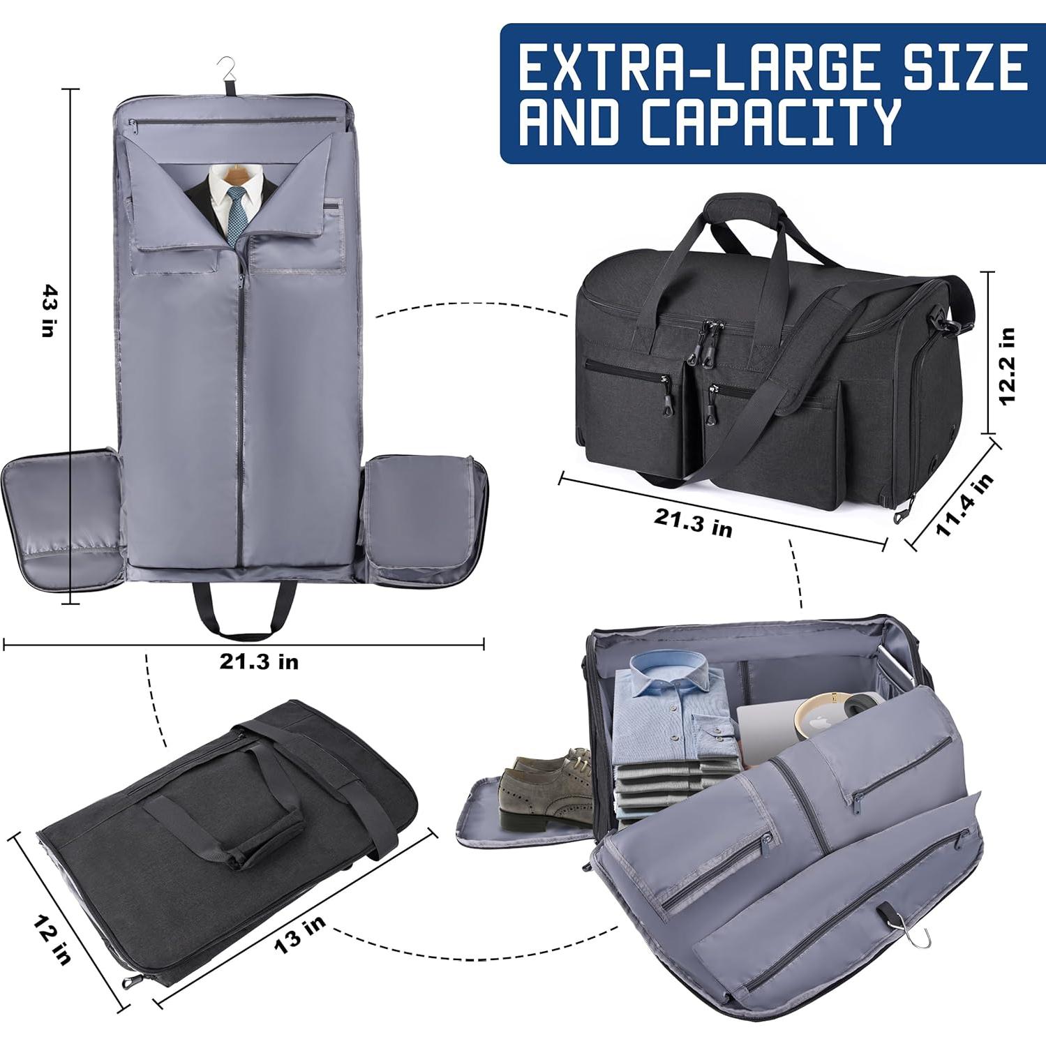 Bolsa Duffle de Ropa de Viaje 2 en 1 HILOMON Negra 50L