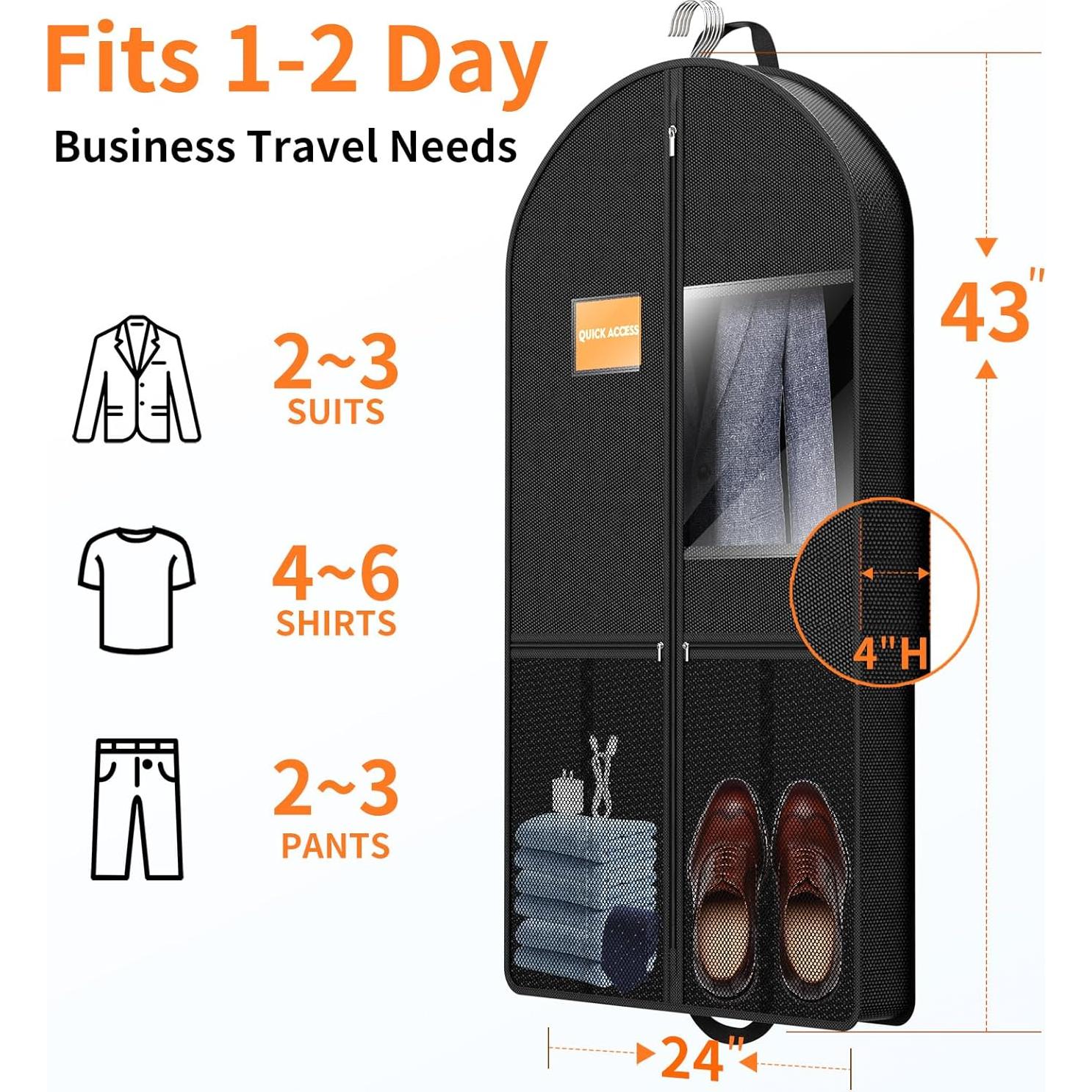 Bolsa de Viaje para Traje GOIUEDBZ 109 cm Negra Plegable