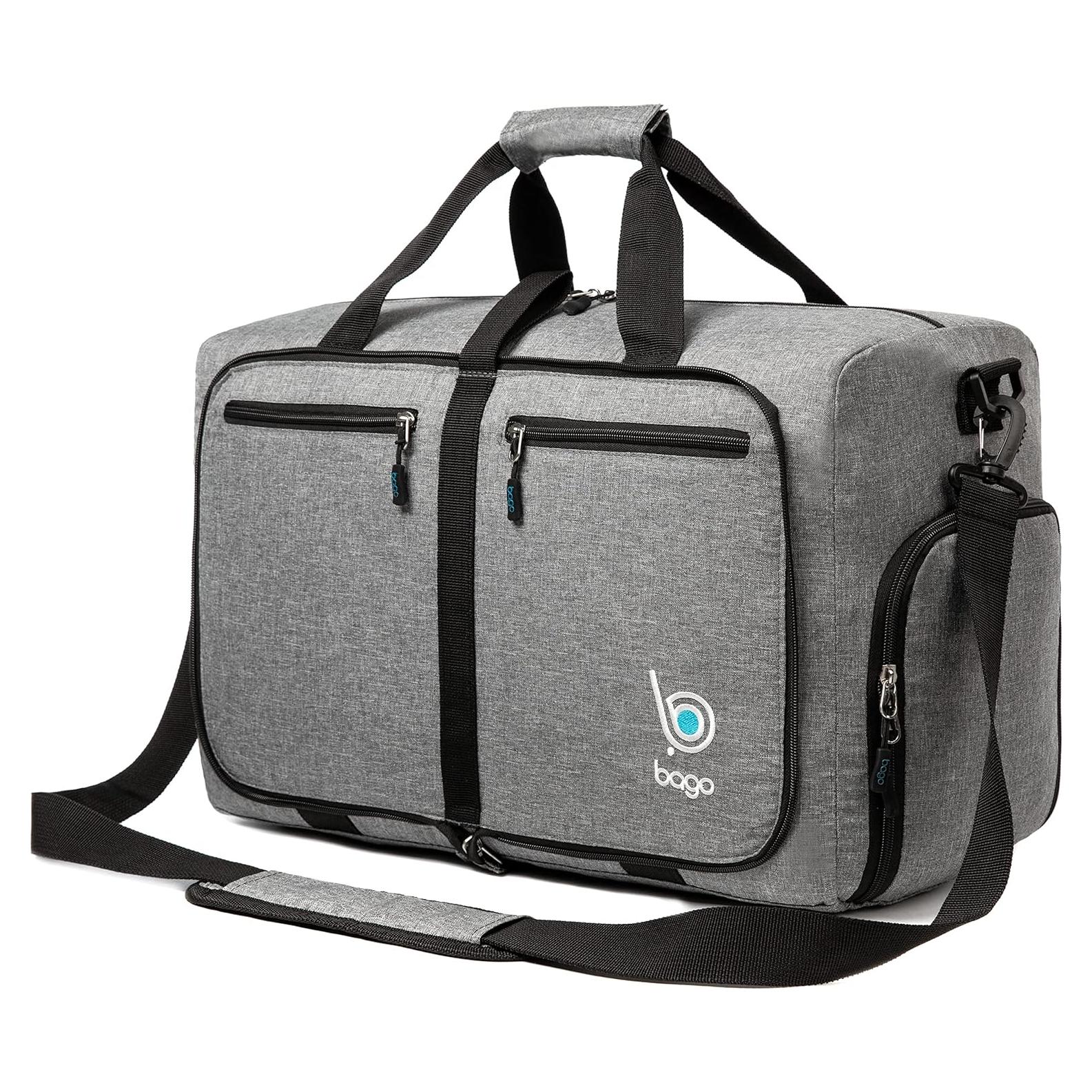 Bolsa de Viaje Plegable Bago 40L Gris Nieve - Impermeable y Ligera