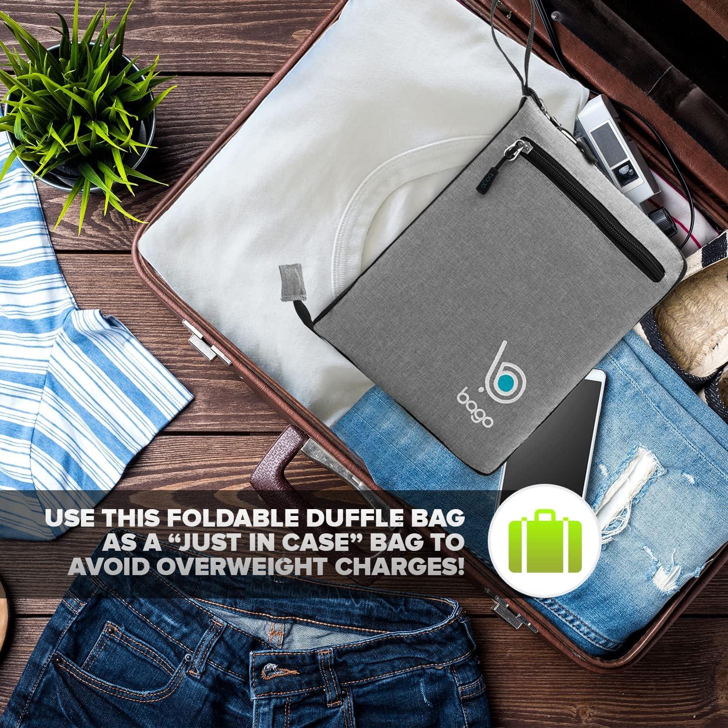 Bolsa de Viaje Plegable Bago 40L Gris Nieve - Impermeable y Ligera