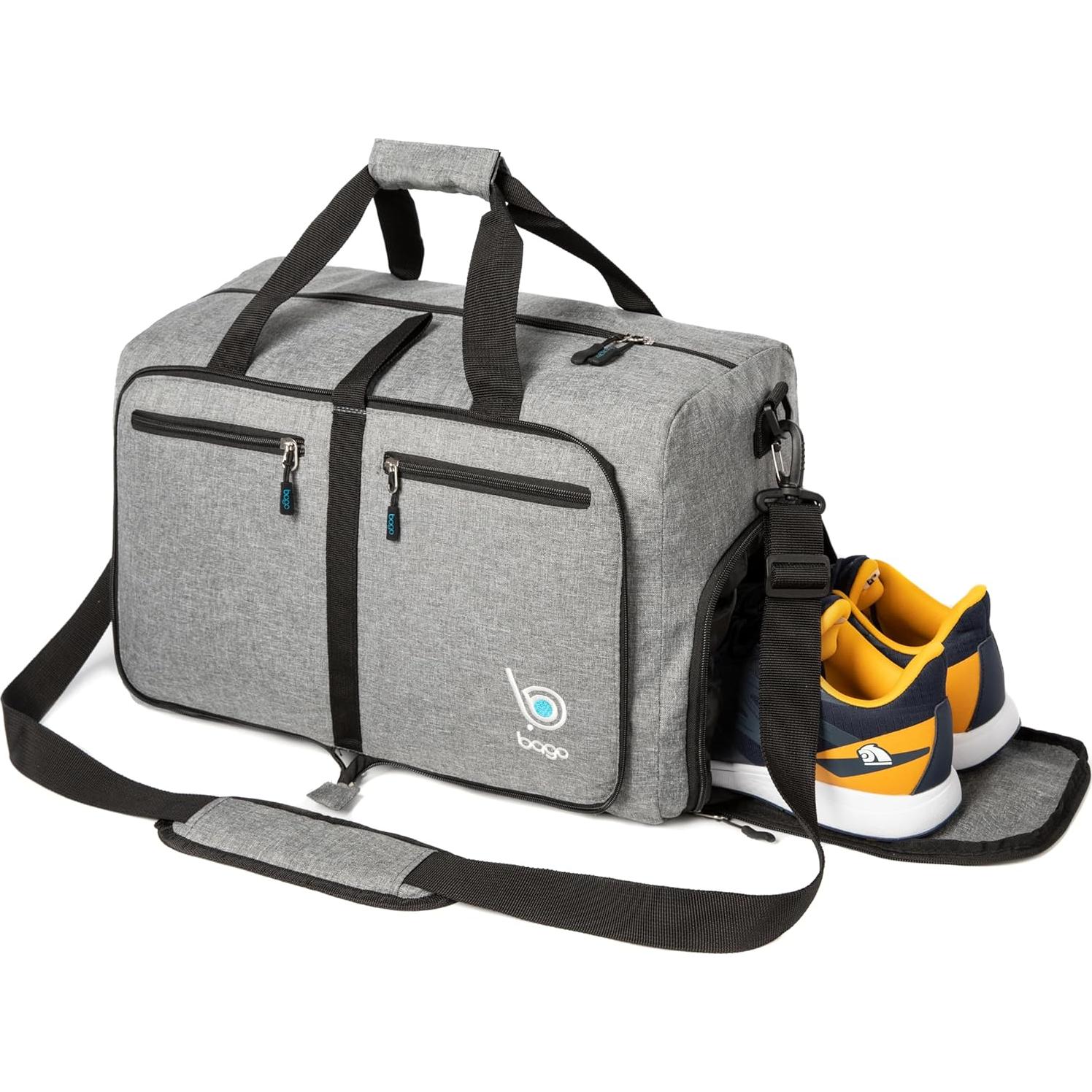 Bolsa de Viaje Plegable Bago 40L Gris Nieve - Impermeable y Ligera