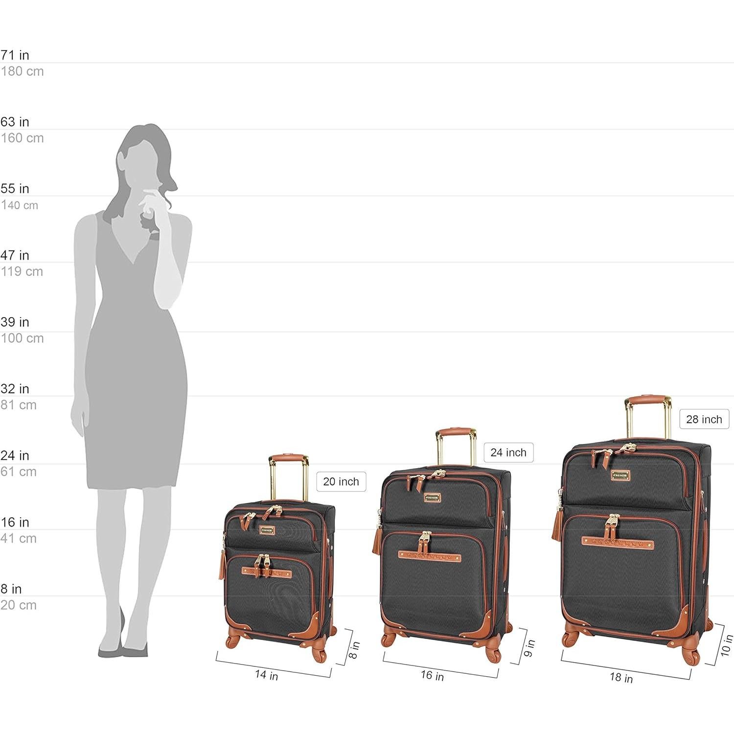 Maleta Expandible Steve Madden 24" Negra Ligera y Duradera