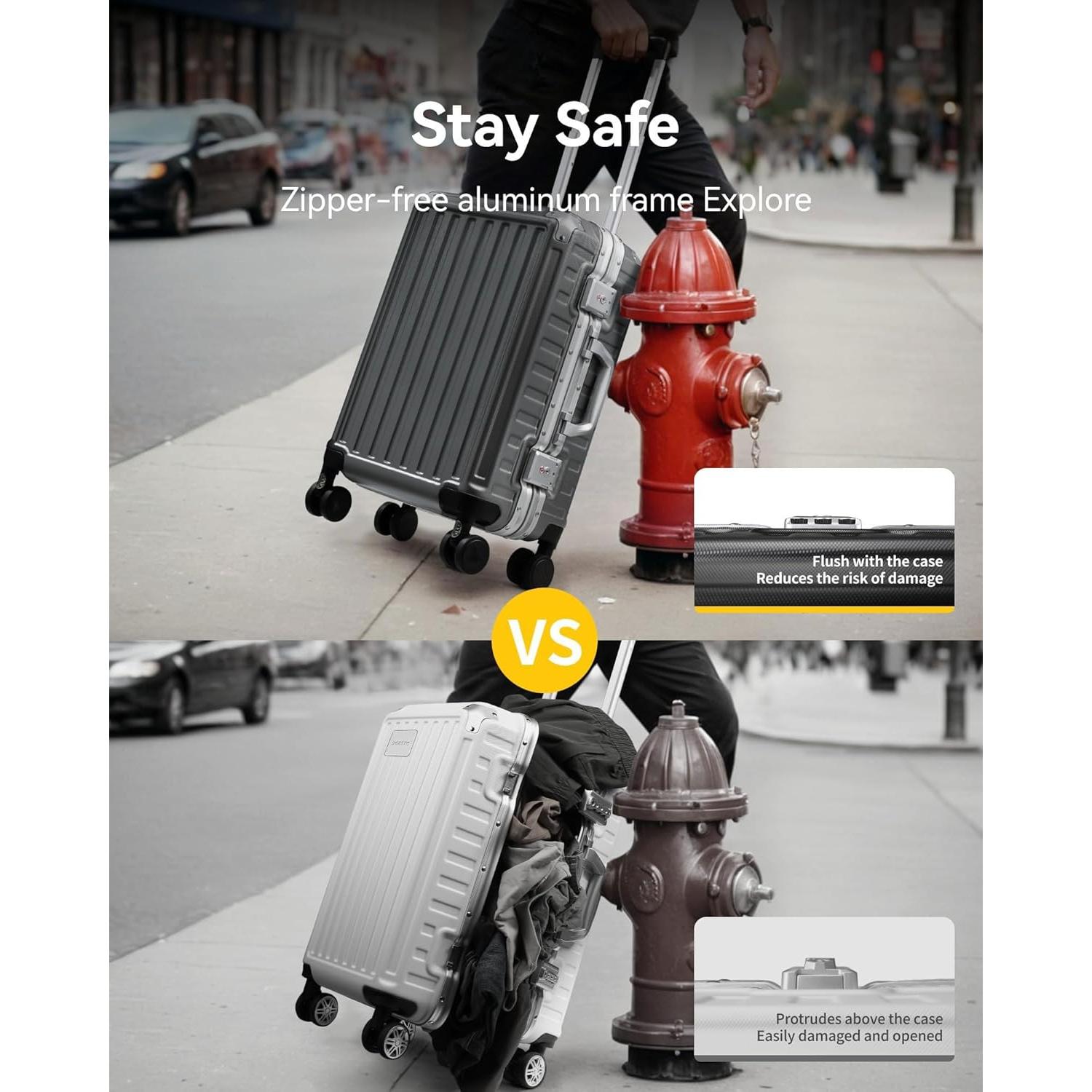 Maleta de Mano LUGGEX 20" Policarbonato Aluminio Carbón