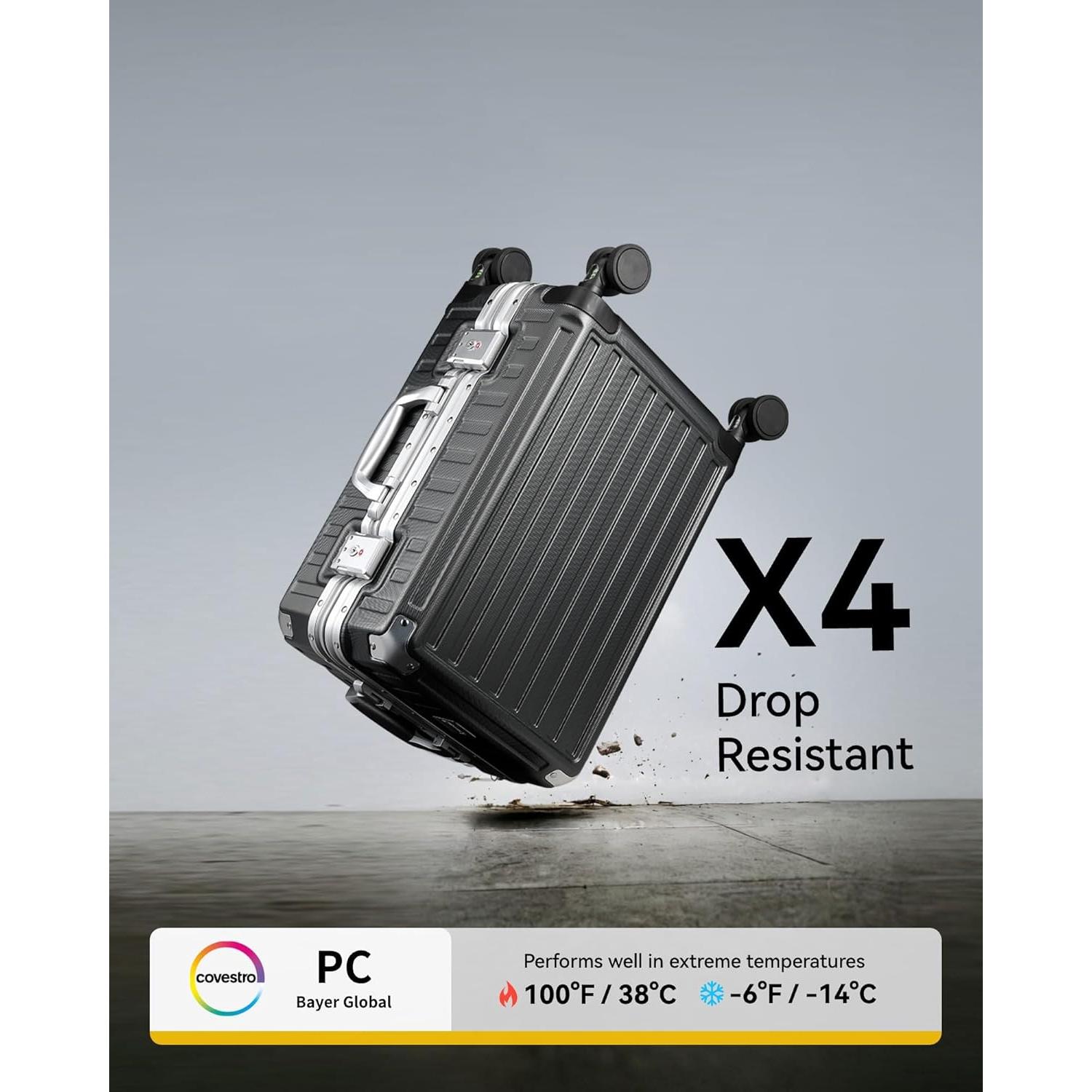 Maleta de Mano LUGGEX 20" Policarbonato Aluminio Carbón