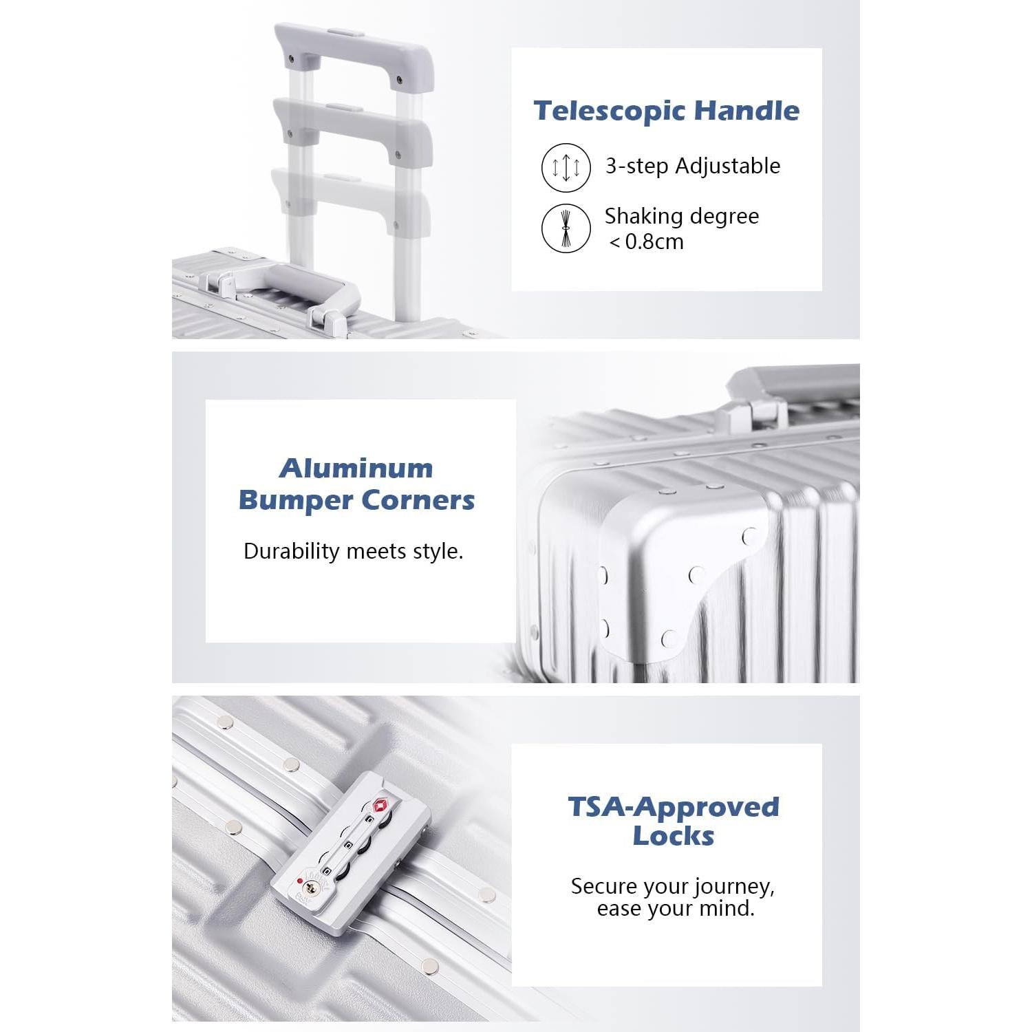 Maleta de Mano HotWay 20" PC y Aluminio con Ruedas 360°