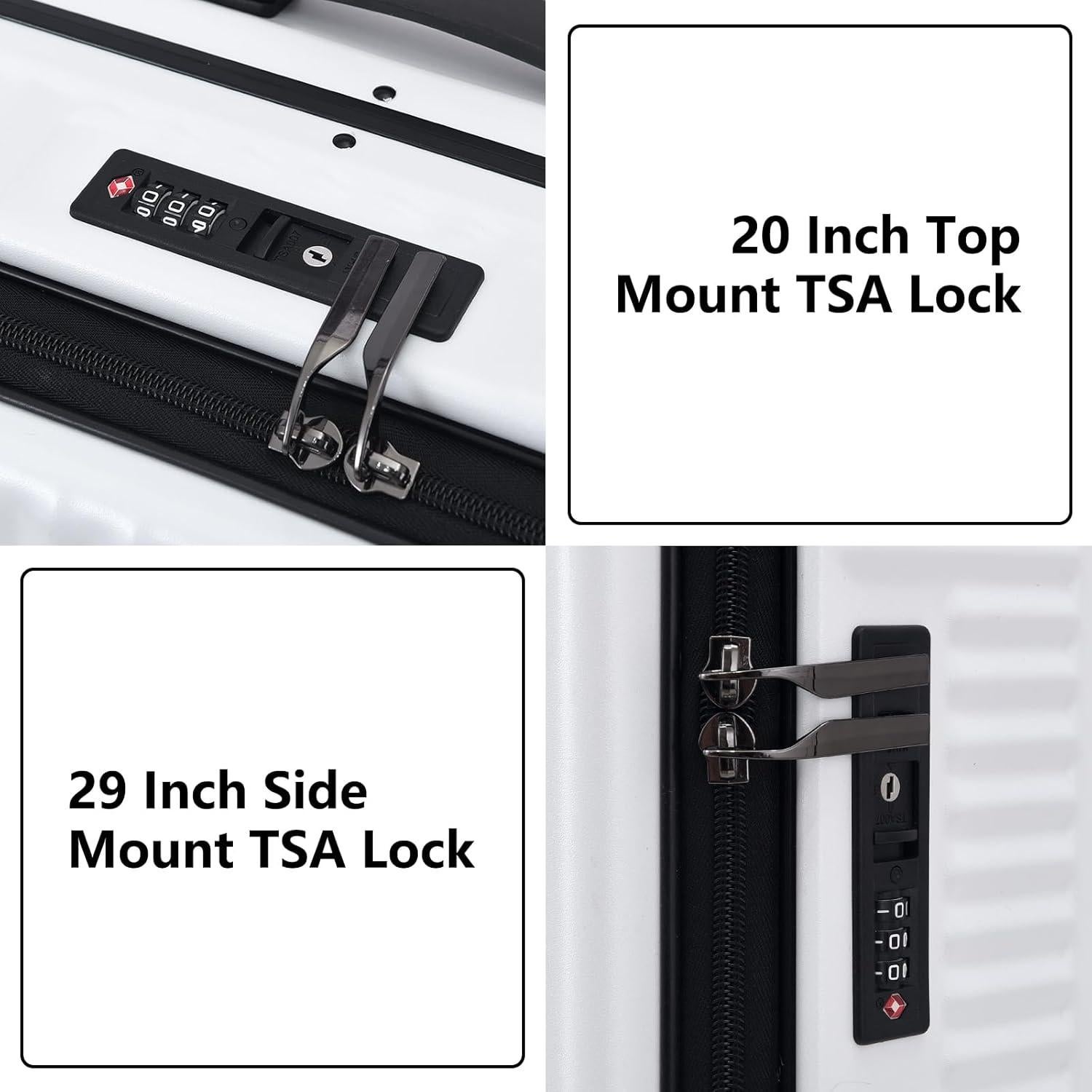 Juego de Maletas Kaleenie 20/29 Pulgadas ABS+PC Blanco