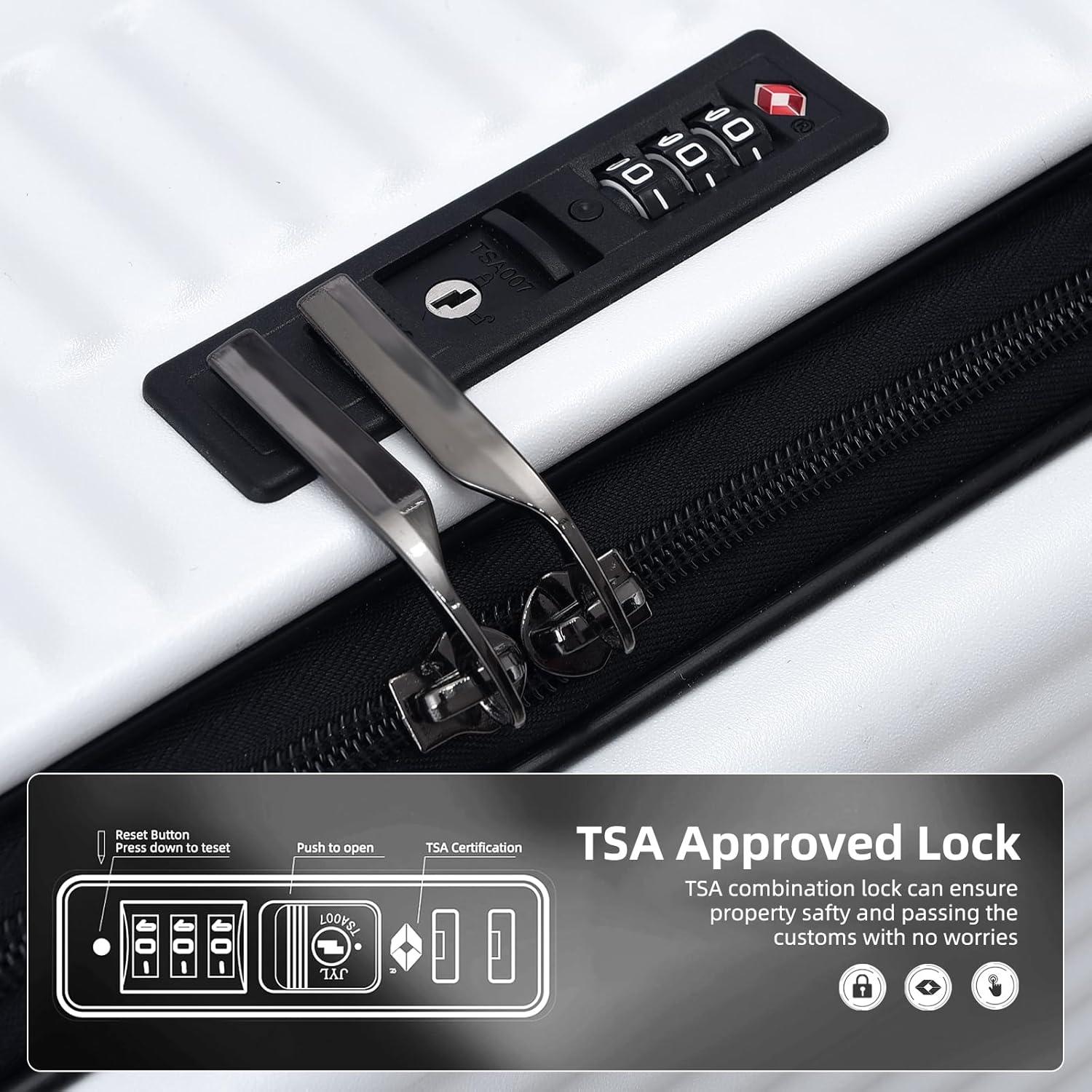 Juego de Maletas Kaleenie 20/29 Pulgadas ABS+PC Blanco