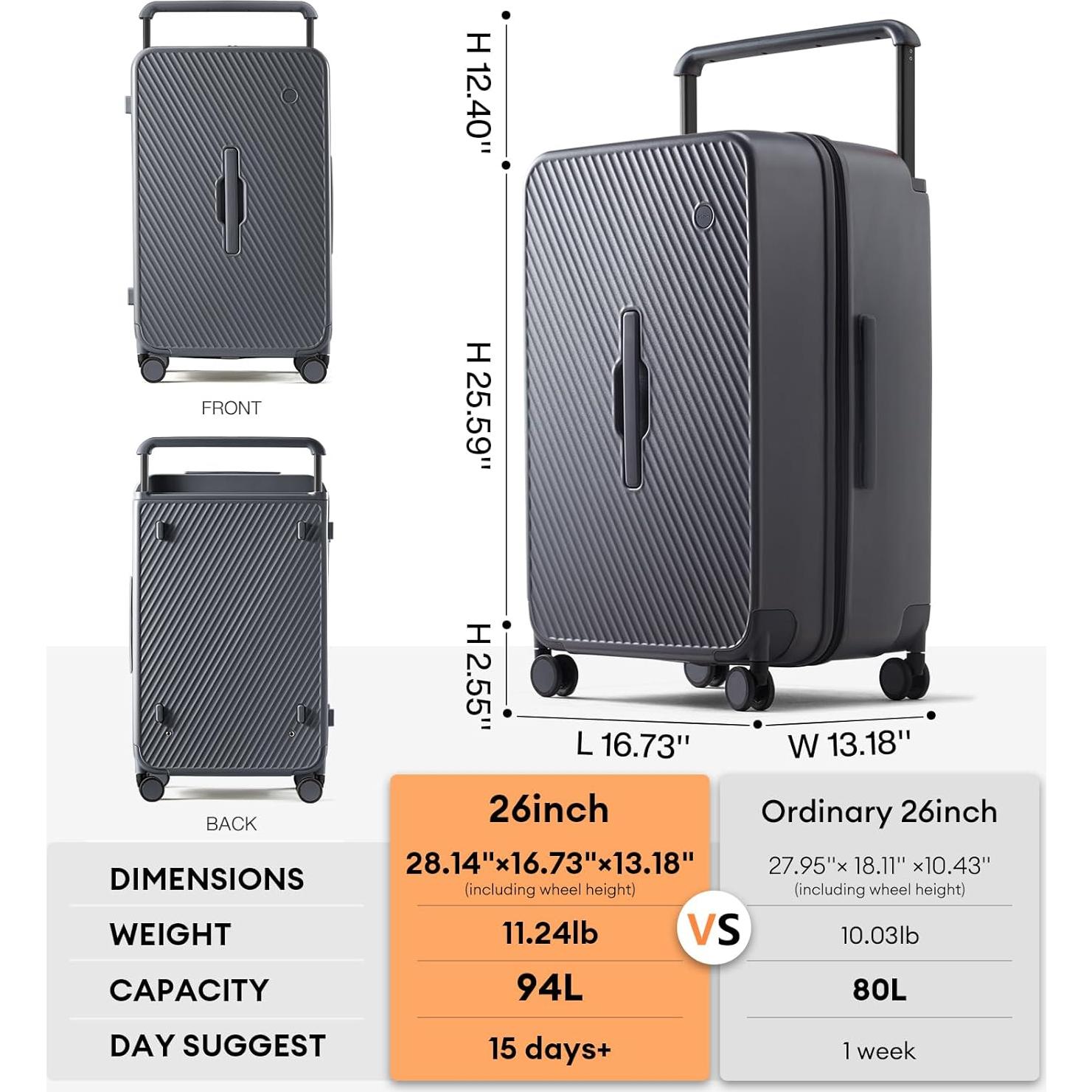 Maleta grande 94L Mixi 26" PC con ruedas giratorias y bloqueo TSA
