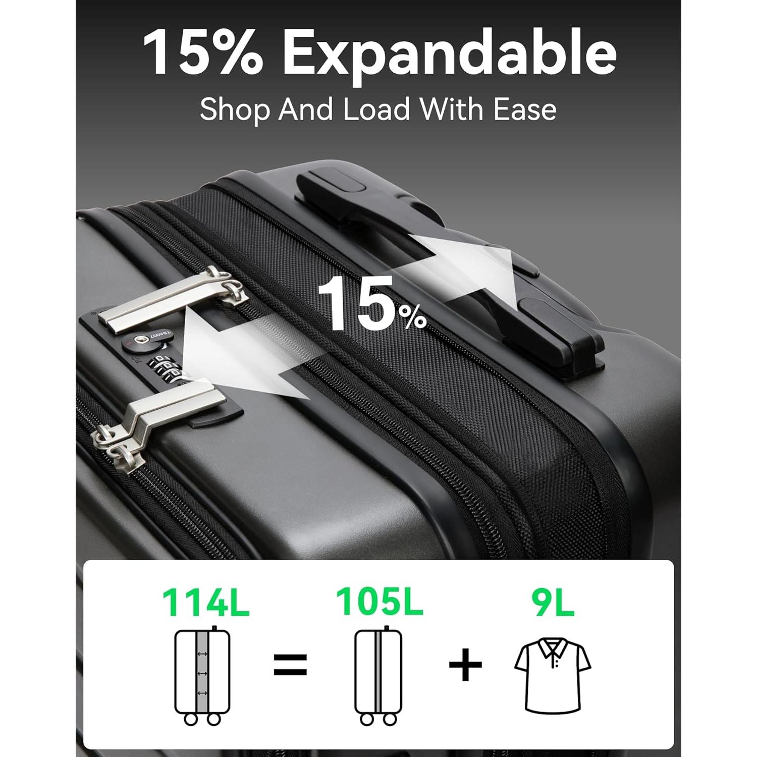 Maleta de Mano LUGGEX FLO5 Expandible 28" Policarbonato Negro