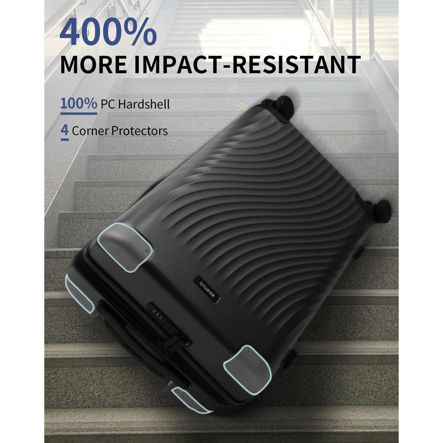 Maleta de Mano Expandible ECOHUB 20" Negra con Duffel