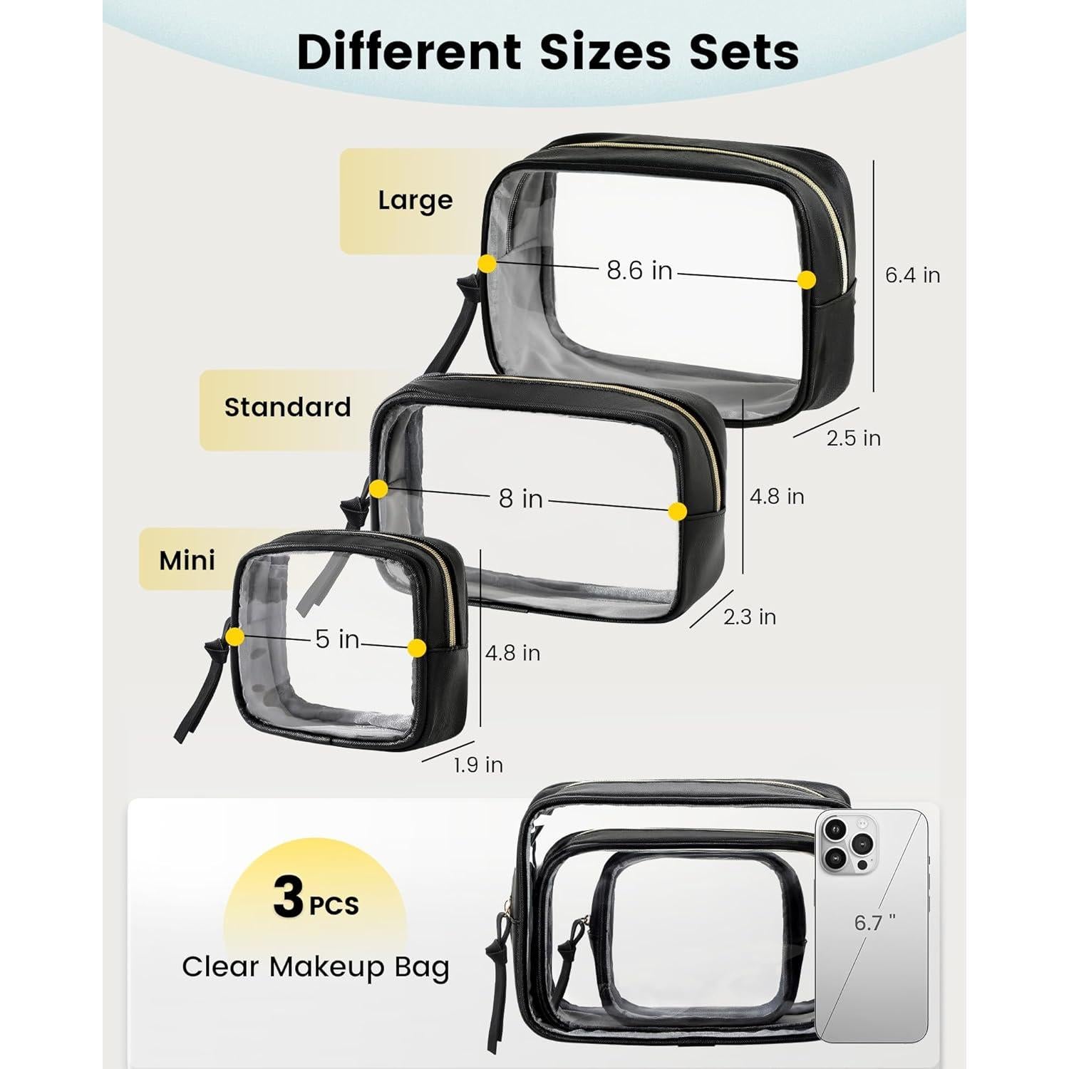 Bolsa de Maquillaje de Viaje Vorspack - 3 Piezas Transparente