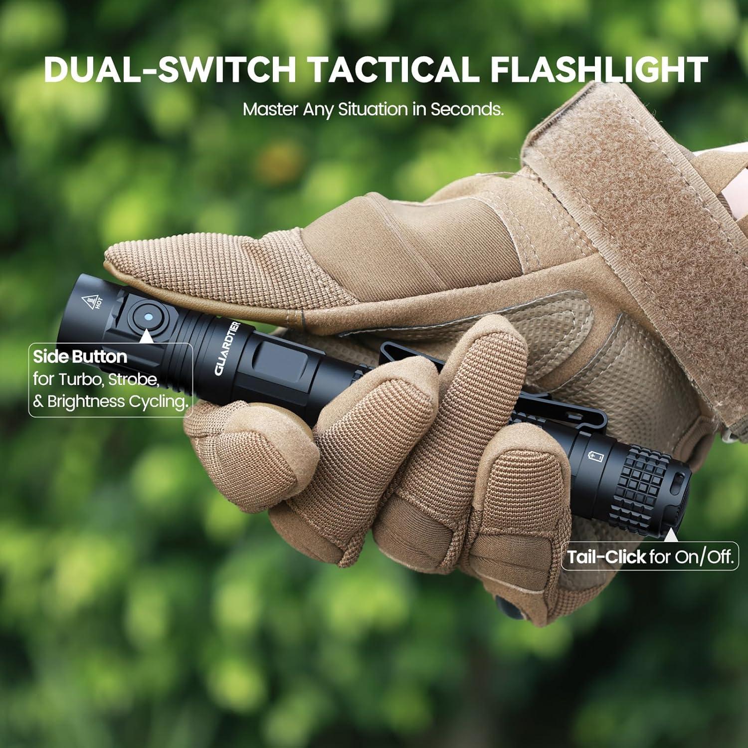 Linterna Táctica EDC Guardtier ML70 1500 Lúmenes Recargable