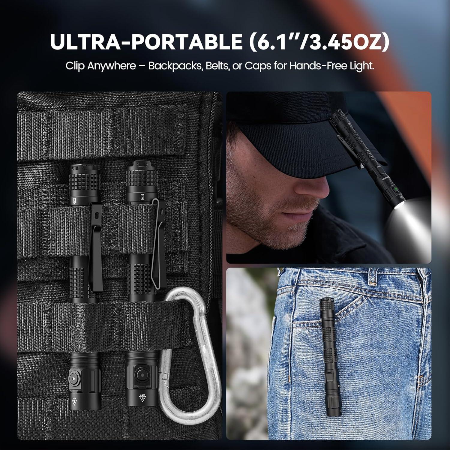 Linterna Táctica EDC Guardtier ML70 1500 Lúmenes Recargable