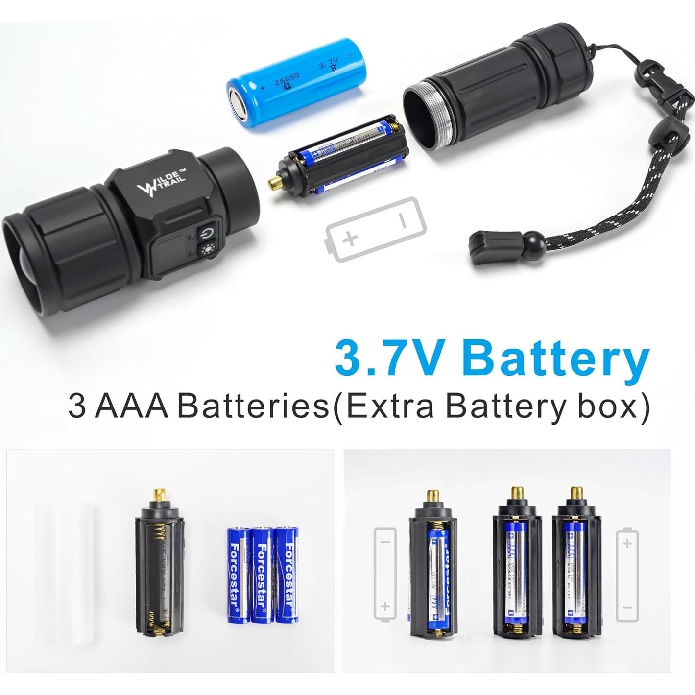 Linterna Táctica Recargable WILDE TRAIL 20000LM 9 Modos IPX4
