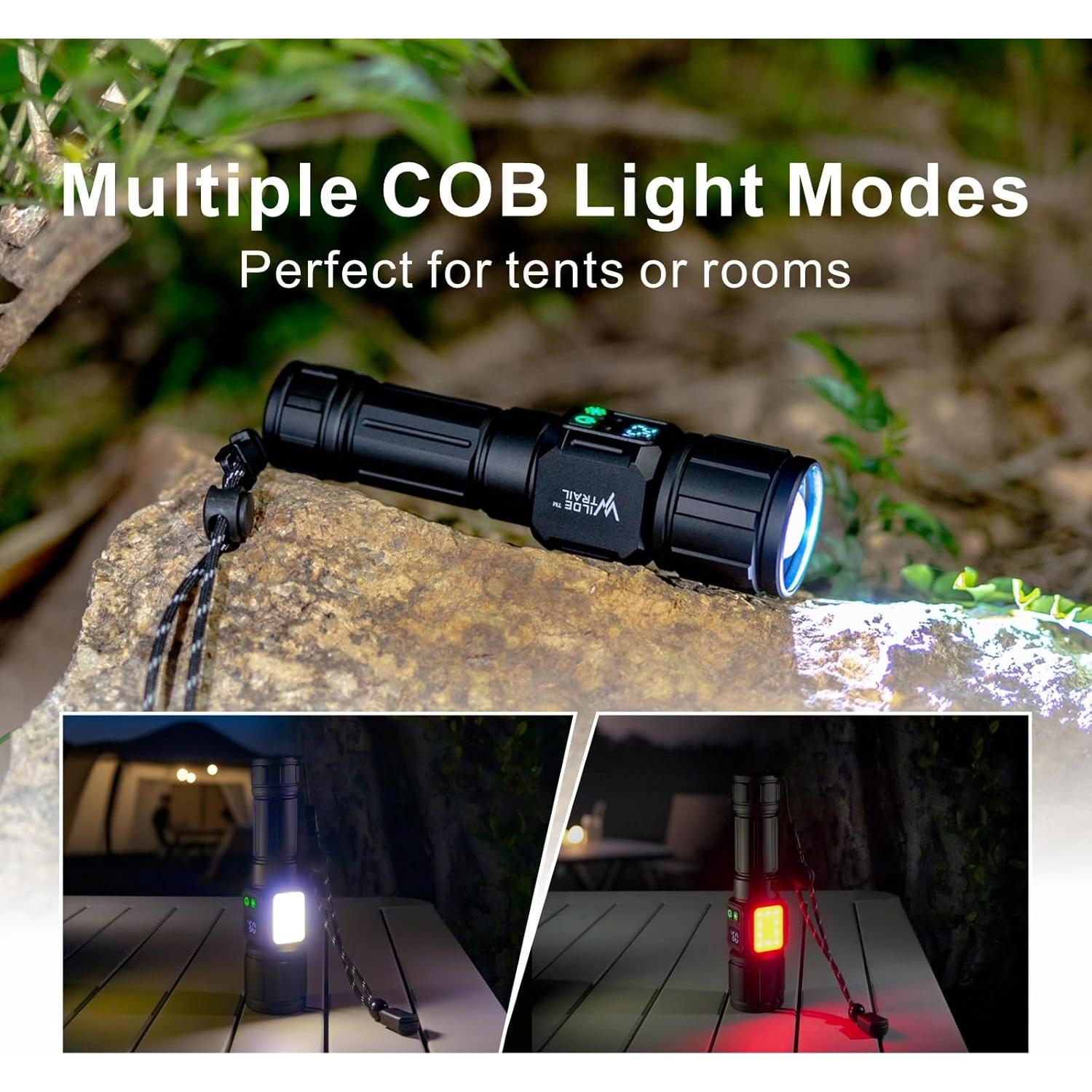 Linterna Táctica Recargable WILDE TRAIL 20000LM 9 Modos IPX4