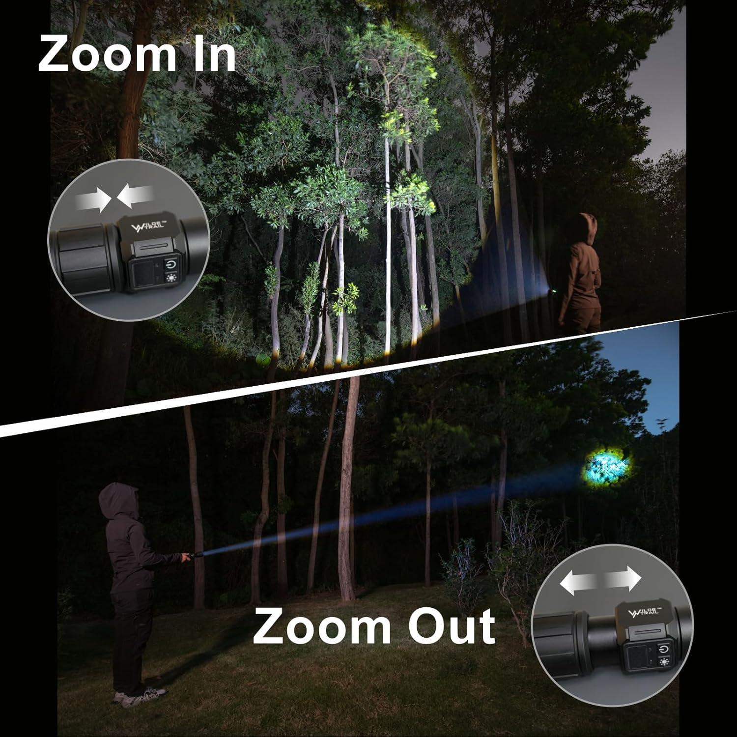 Linterna Táctica Recargable WILDE TRAIL 20000LM 9 Modos IPX4