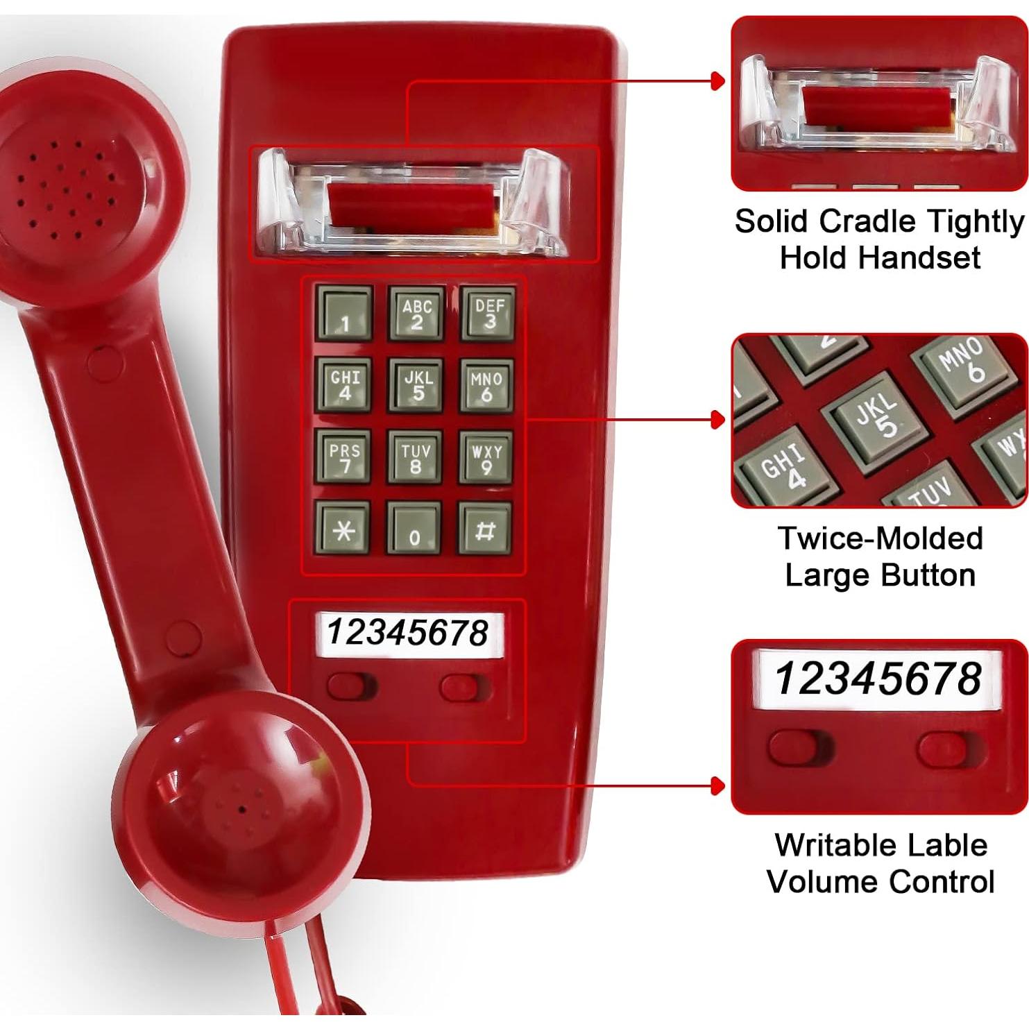 Teléfono de Pared Retro Aokpsrt con Timbre Mecánico Fuerte