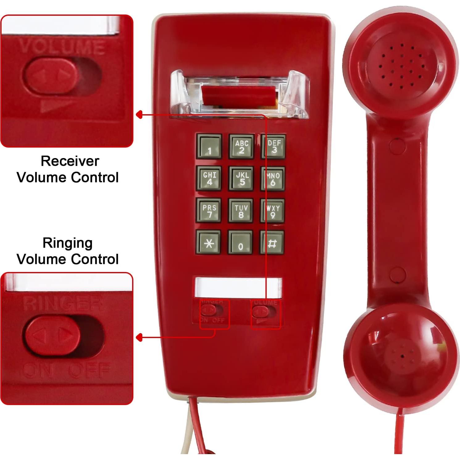 Teléfono de Pared Retro Aokpsrt con Timbre Mecánico Fuerte