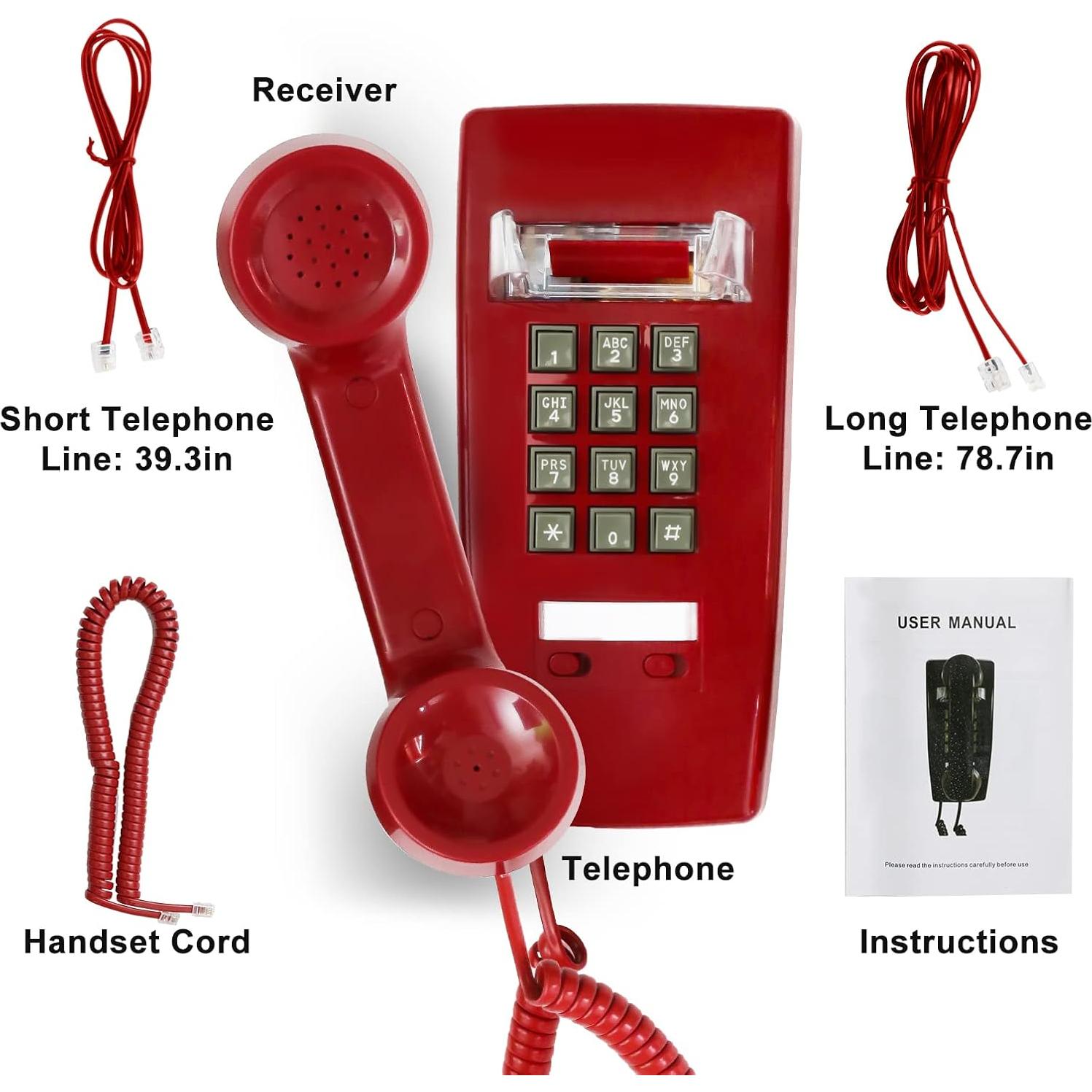 Teléfono de Pared Retro Aokpsrt con Timbre Mecánico Fuerte