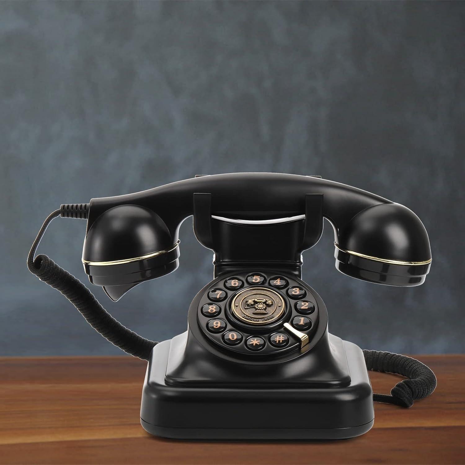 Teléfono de Línea Fija Retro Peohud con Redial y Timbre Ajustable